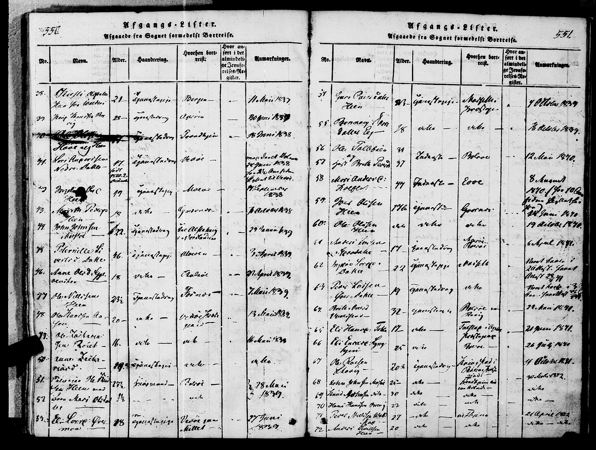 Ministerialprotokoller, klokkerbøker og fødselsregistre - Møre og Romsdal, AV/SAT-A-1454/545/L0585: Parish register (official) no. 545A01, 1818-1853, p. 550-551