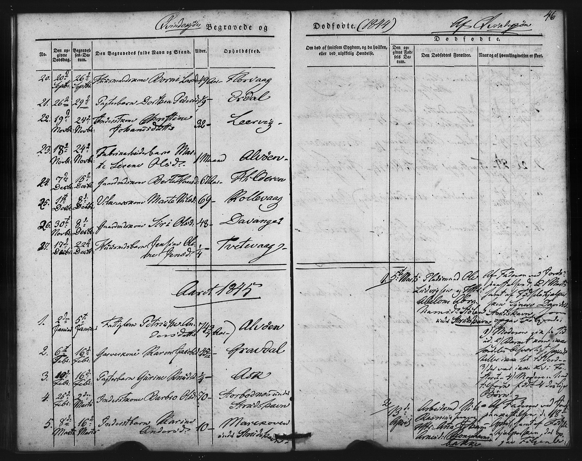 Askøy Sokneprestembete, SAB/A-74101/H/Ha/Haa/Haaa/L0007: Parish register (official) no. A 7, 1842-1852, p. 46