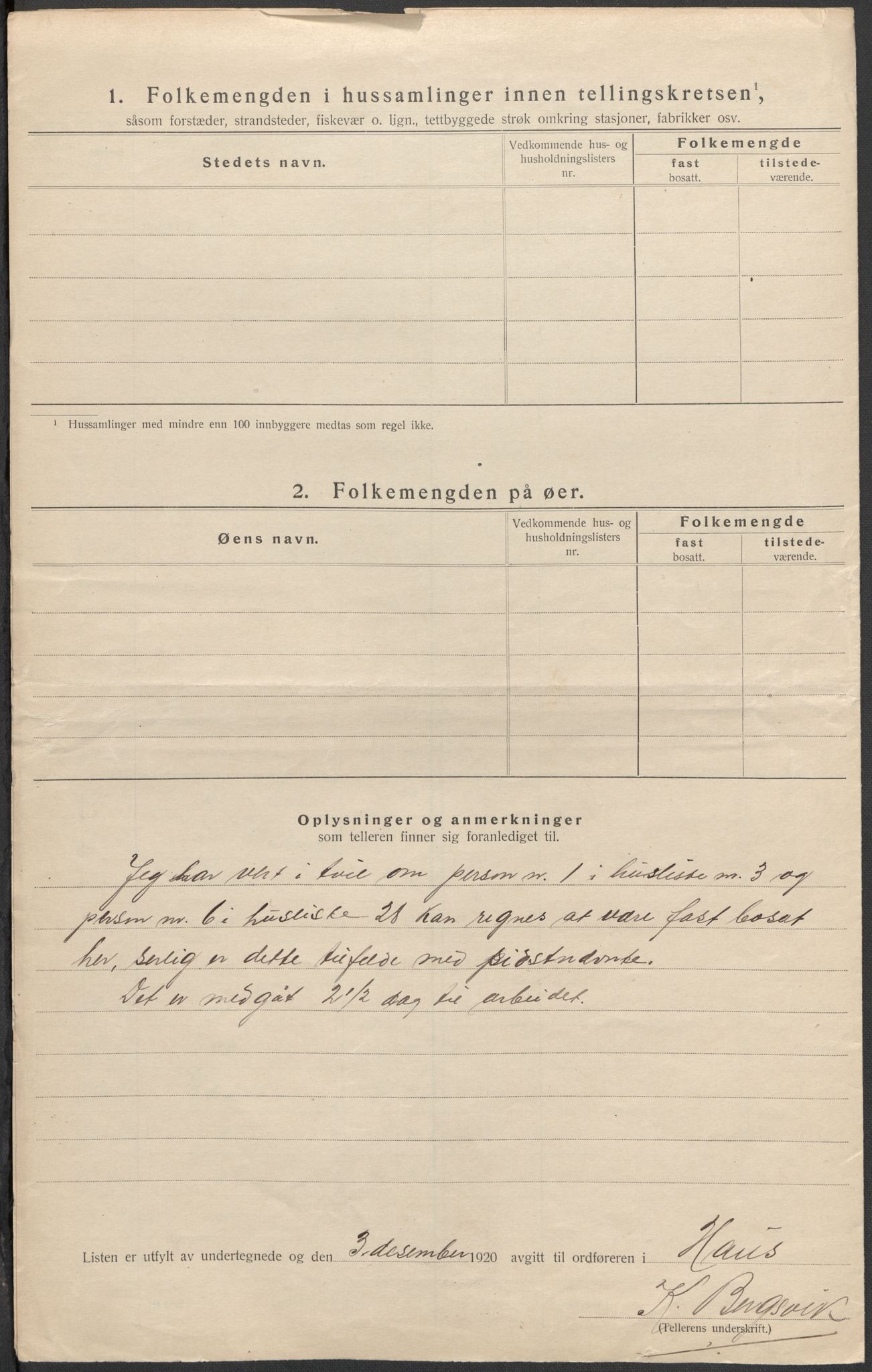 SAB, 1920 census for Haus, 1920, p. 17