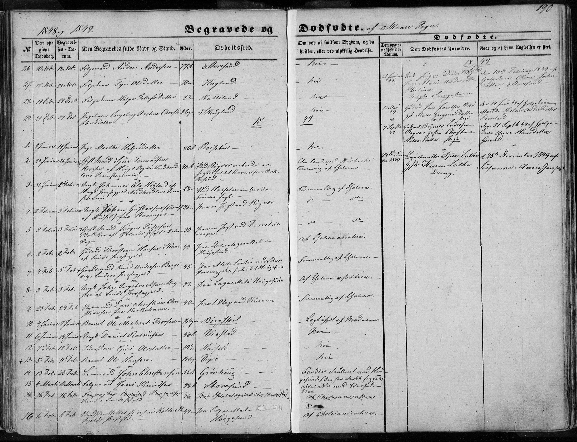 Torvastad sokneprestkontor, AV/SAST-A -101857/H/Ha/Haa/L0009: Parish register (official) no. A 9, 1847-1856, p. 190