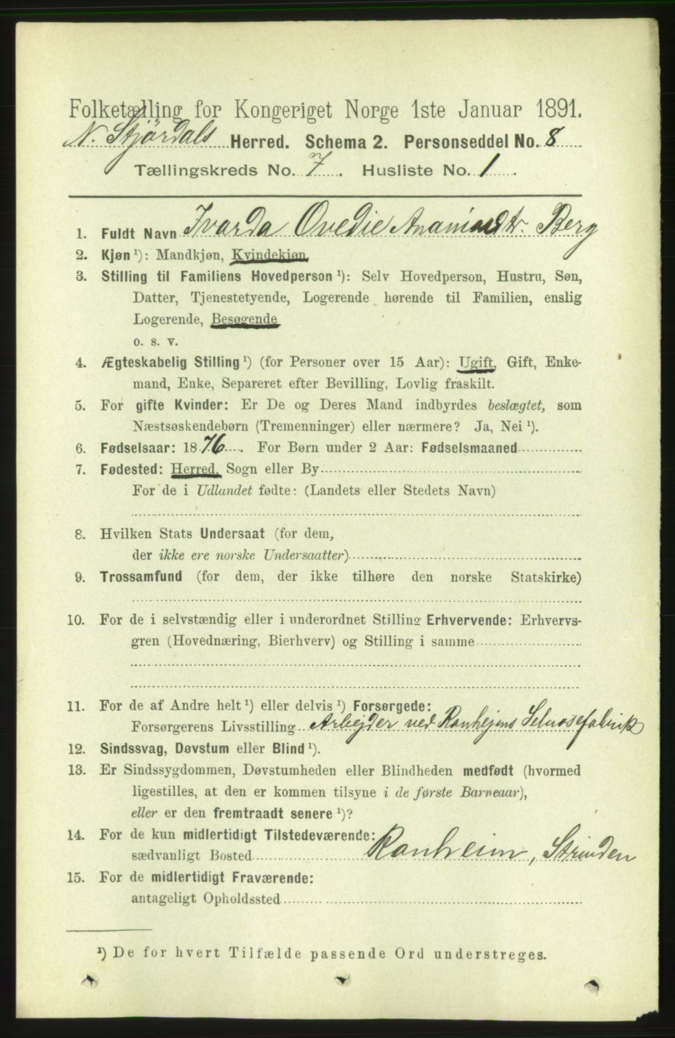 RA, 1891 census for 1714 Nedre Stjørdal, 1891, p. 3083