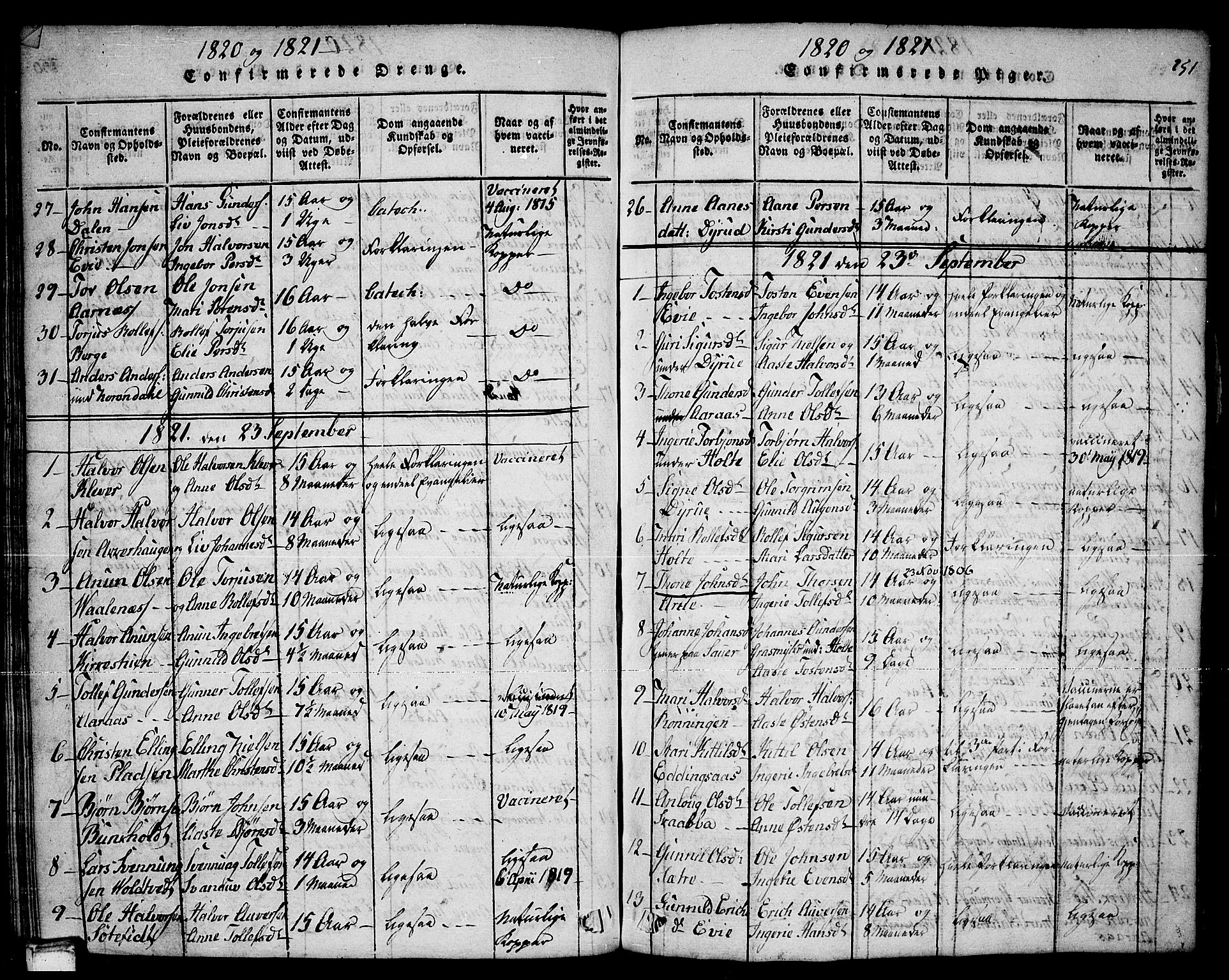 Sauherad kirkebøker, SAKO/A-298/F/Fa/L0005: Parish register (official) no. I 5, 1815-1829, p. 251