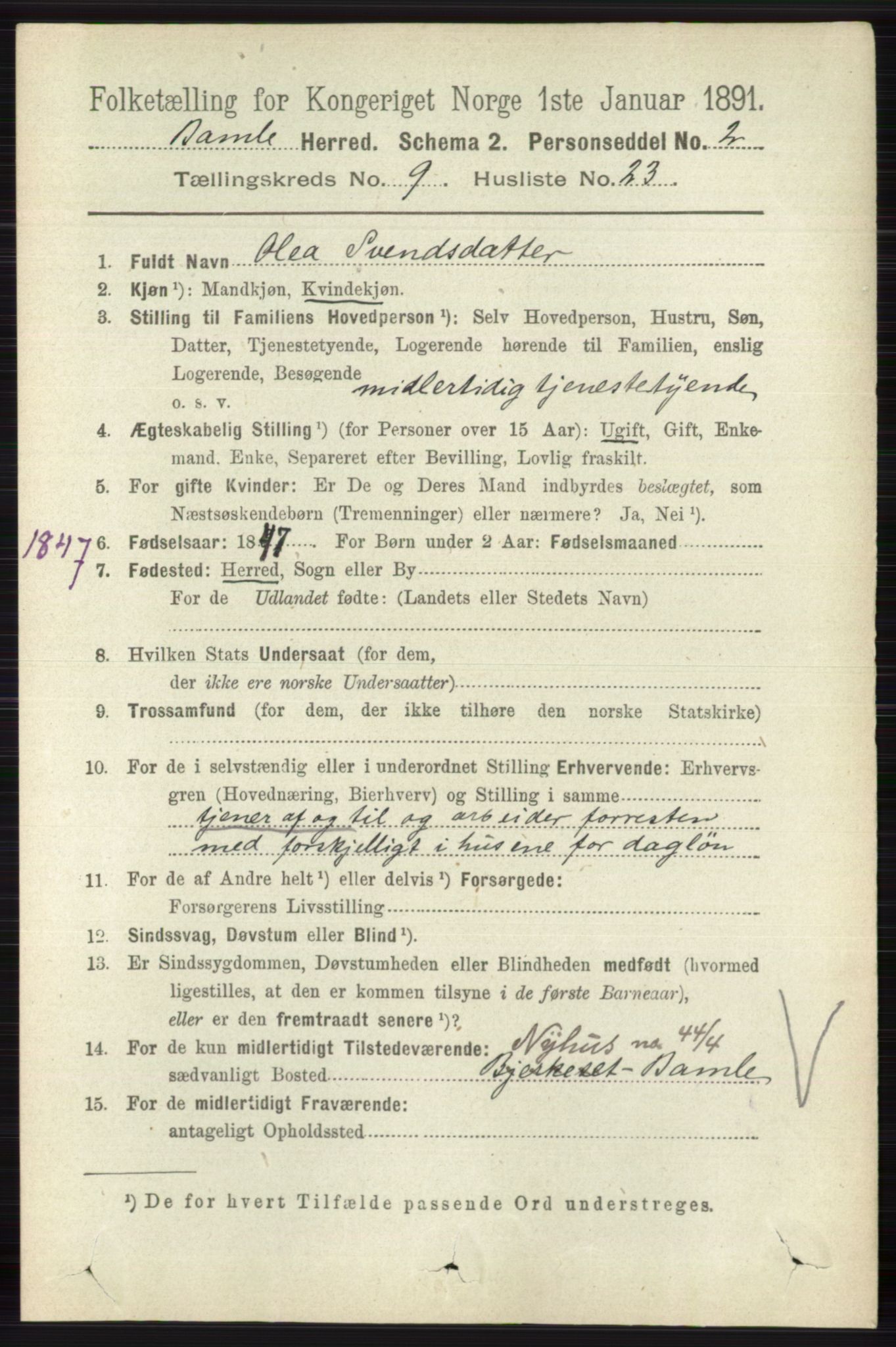 RA, 1891 census for 0814 Bamble, 1891, p. 4353