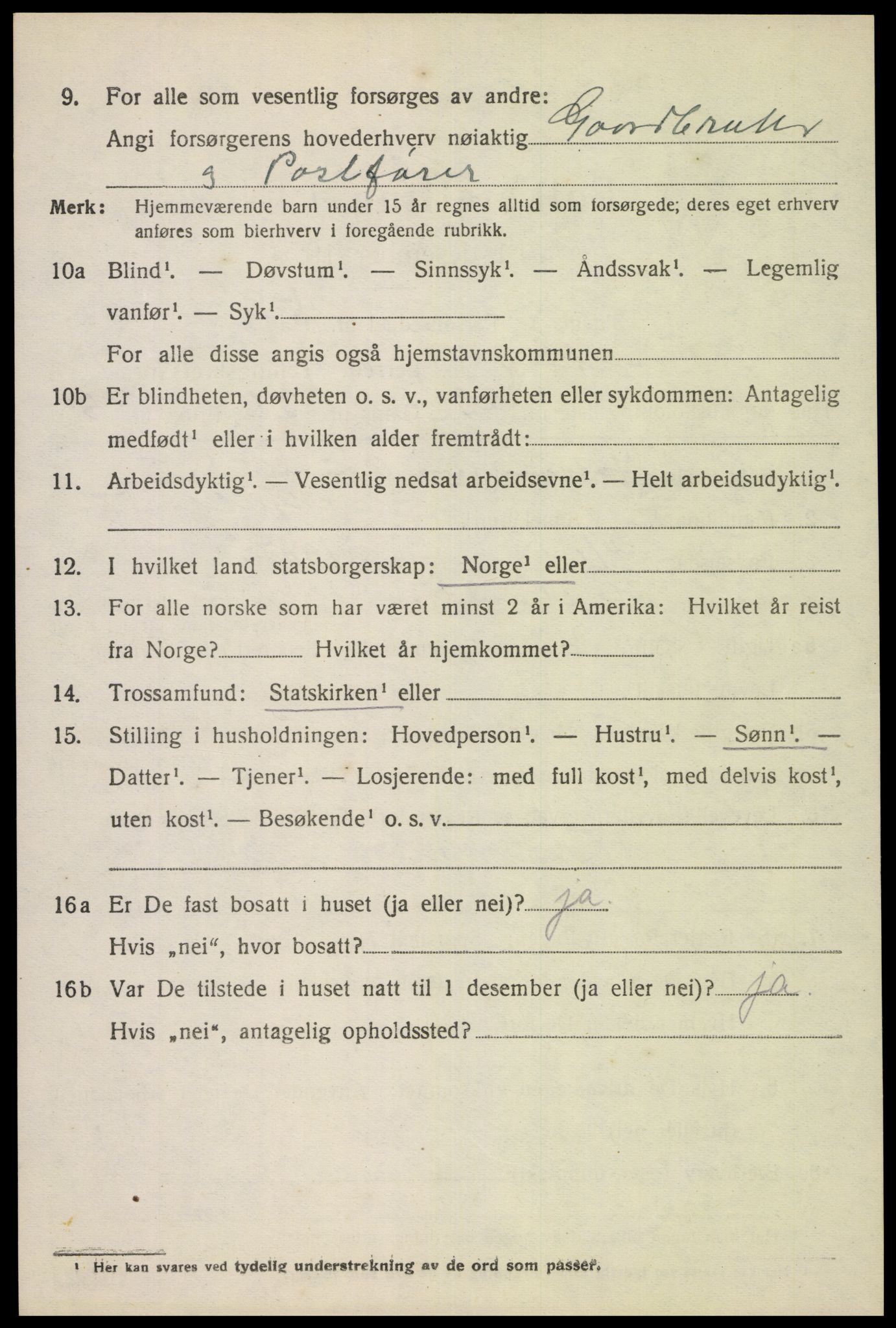 SAK, 1920 census for Tonstad, 1920, p. 717