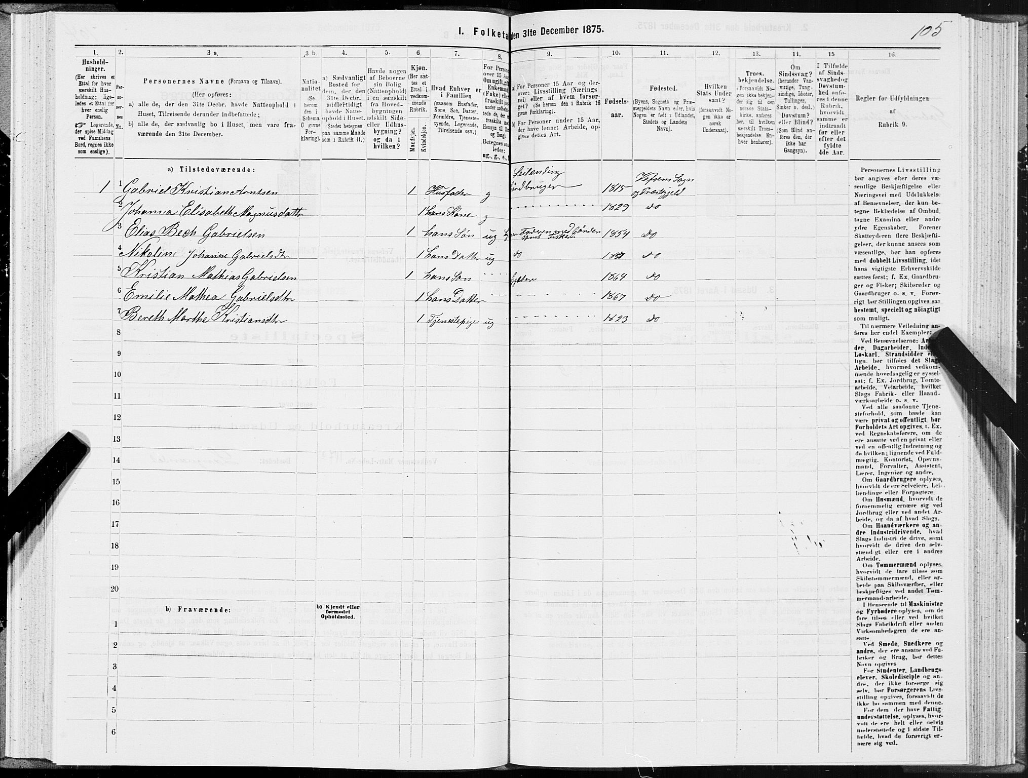 SAT, 1875 census for 1824L Vefsn/Vefsn, 1875, p. 2105