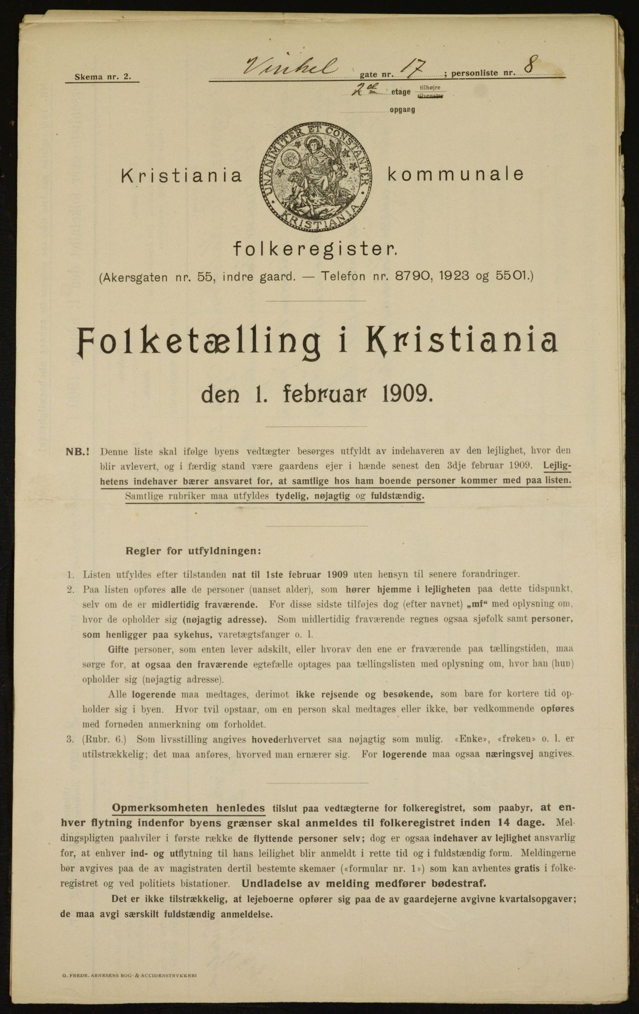 OBA, Municipal Census 1909 for Kristiania, 1909, p. 112721