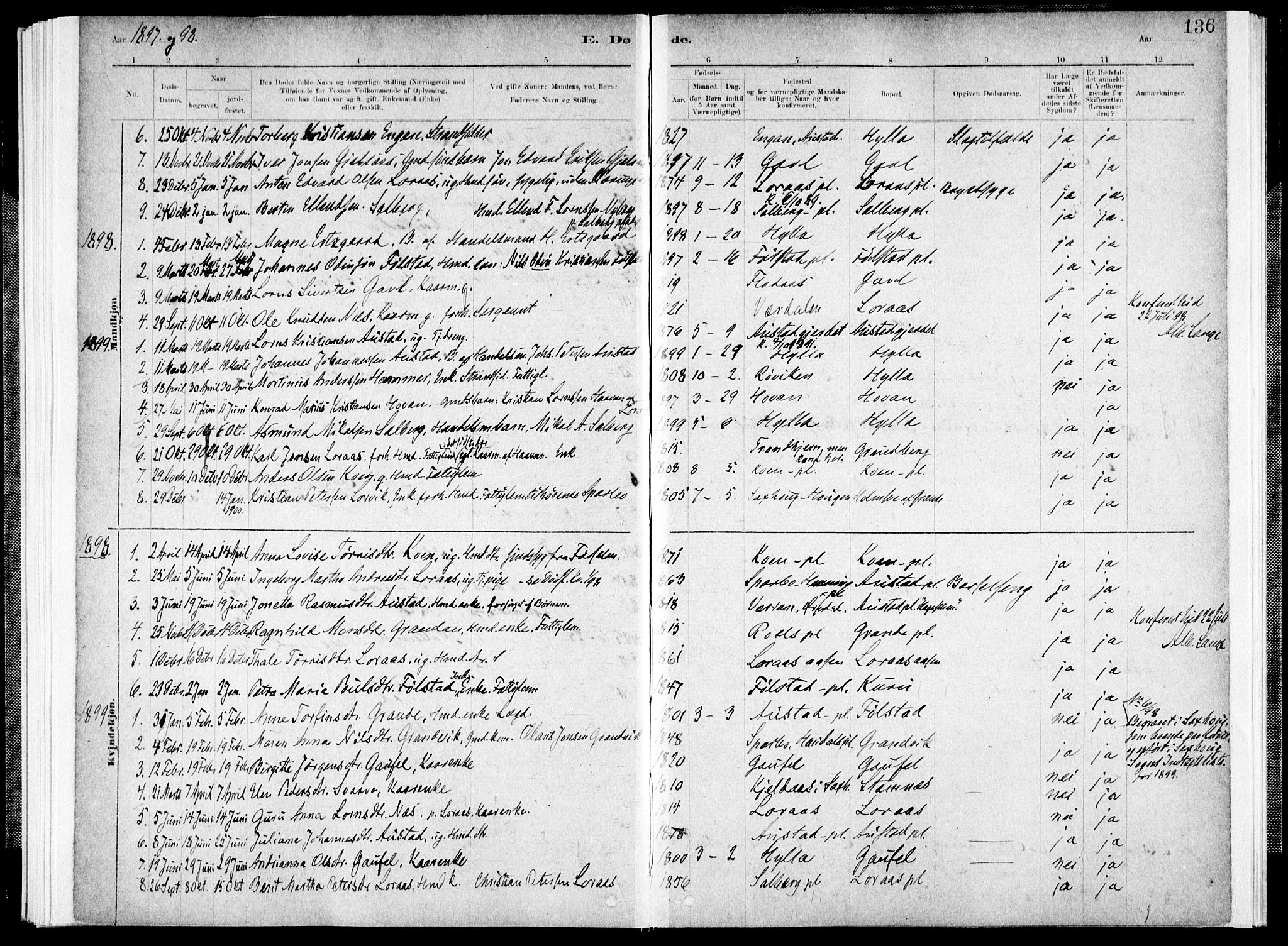 Ministerialprotokoller, klokkerbøker og fødselsregistre - Nord-Trøndelag, SAT/A-1458/731/L0309: Parish register (official) no. 731A01, 1879-1918, p. 136