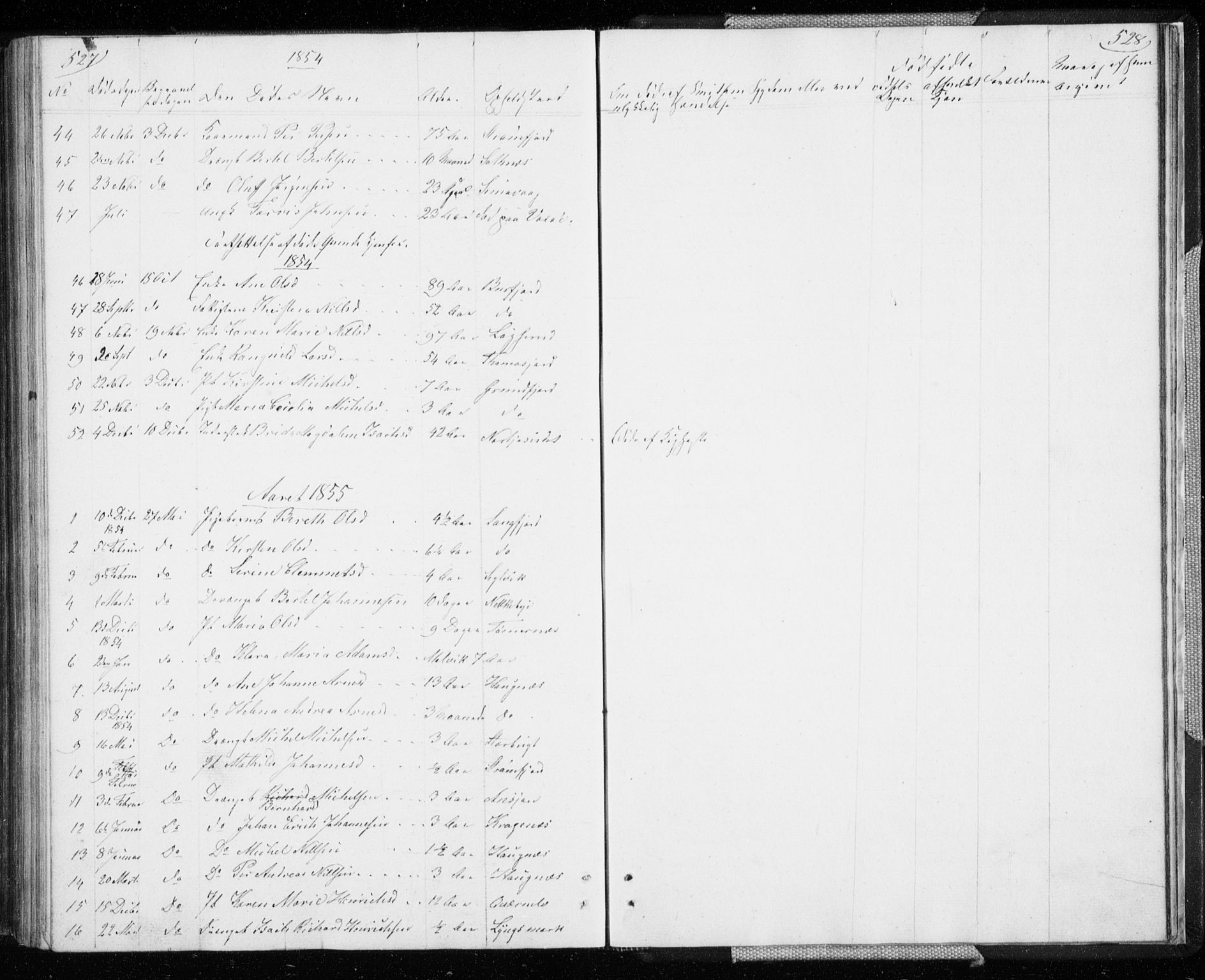 Skjervøy sokneprestkontor, SATØ/S-1300/H/Ha/Hab/L0003klokker: Parish register (copy) no. 3, 1849-1861, p. 527-528