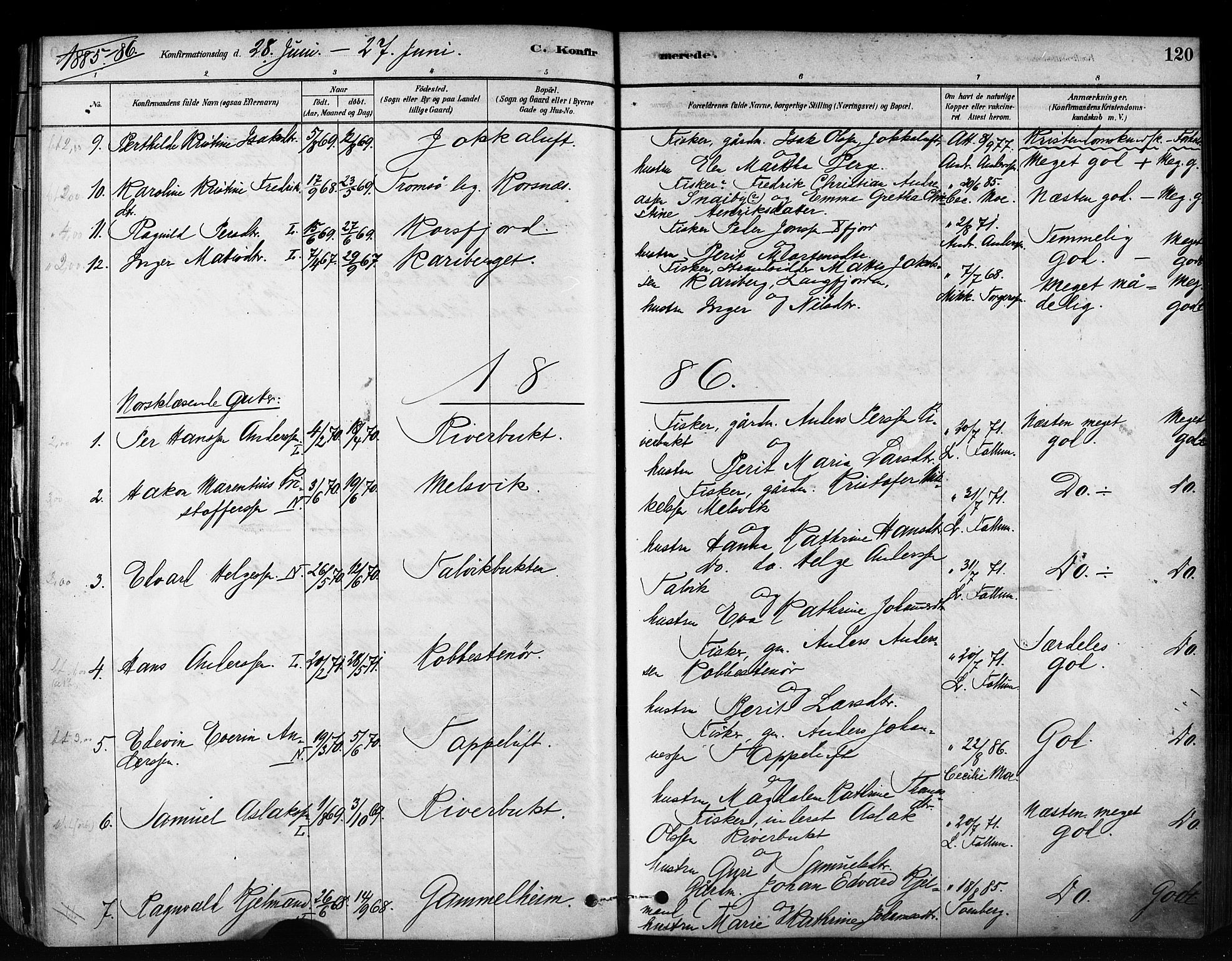 Talvik sokneprestkontor, SATØ/S-1337/H/Ha/L0012kirke: Parish register (official) no. 12, 1878-1886, p. 120