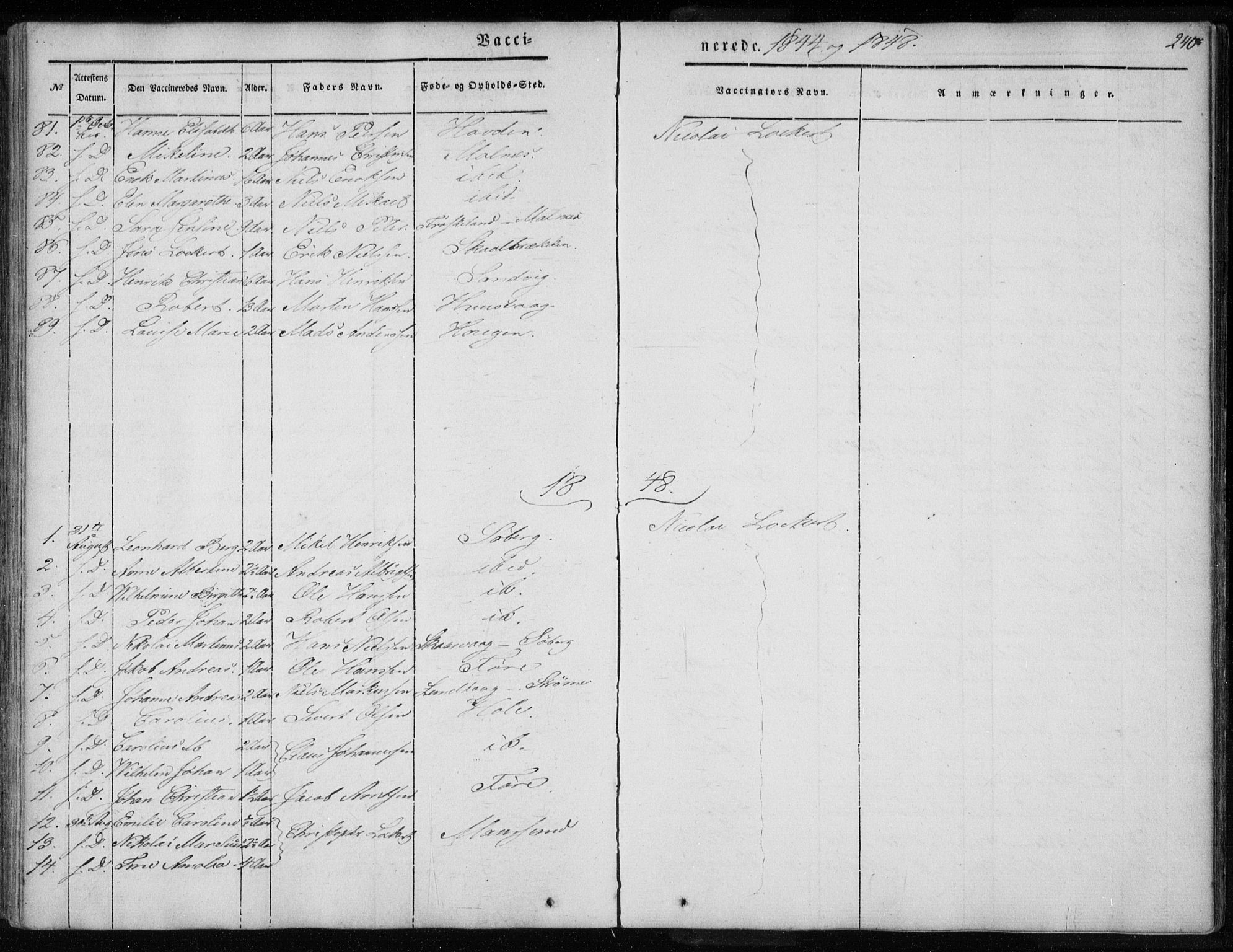 Ministerialprotokoller, klokkerbøker og fødselsregistre - Nordland, AV/SAT-A-1459/891/L1299: Parish register (official) no. 891A04, 1841-1856, p. 240