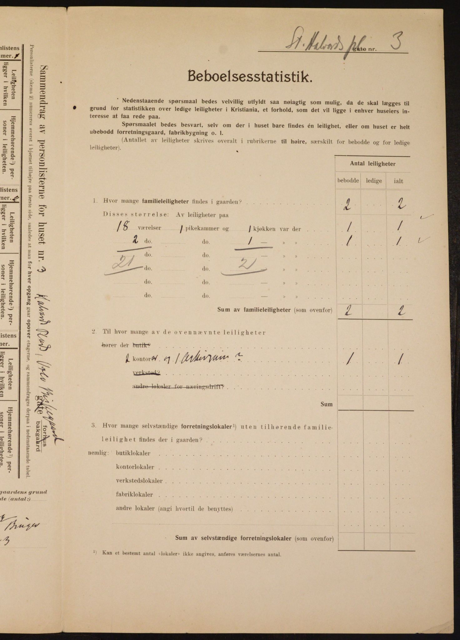 OBA, Municipal Census 1910 for Kristiania, 1910, p. 84068