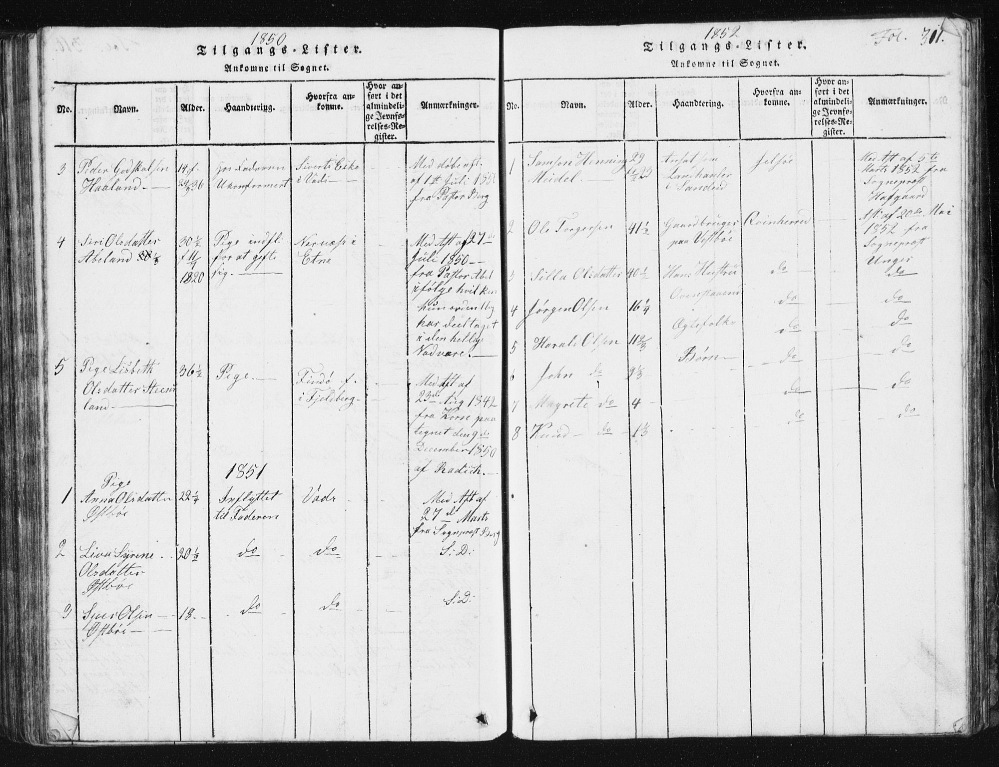 Vikedal sokneprestkontor, SAST/A-101840/01/V: Parish register (copy) no. B 2, 1816-1863, p. 311