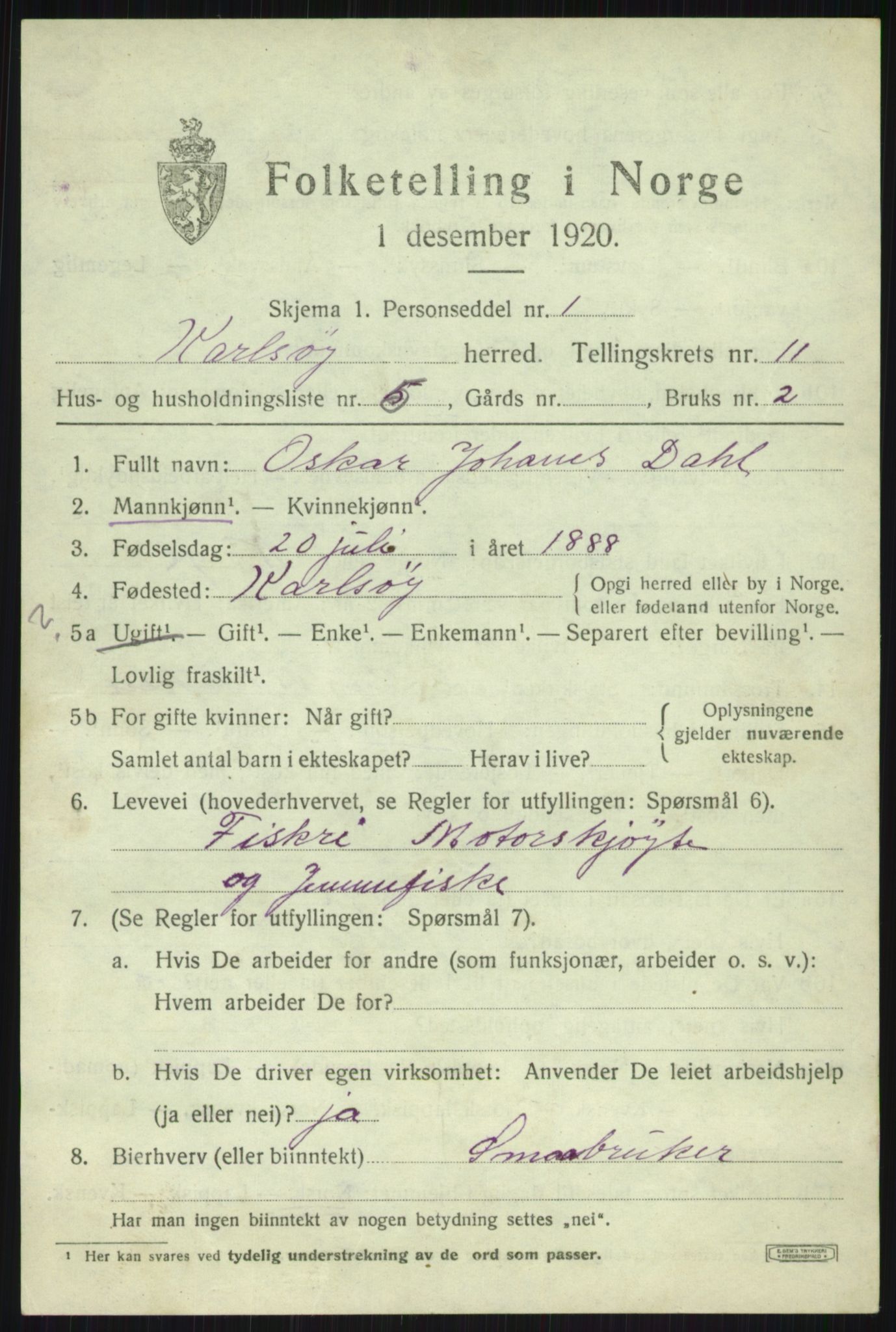 SATØ, 1920 census for Karlsøy, 1920, p. 4022