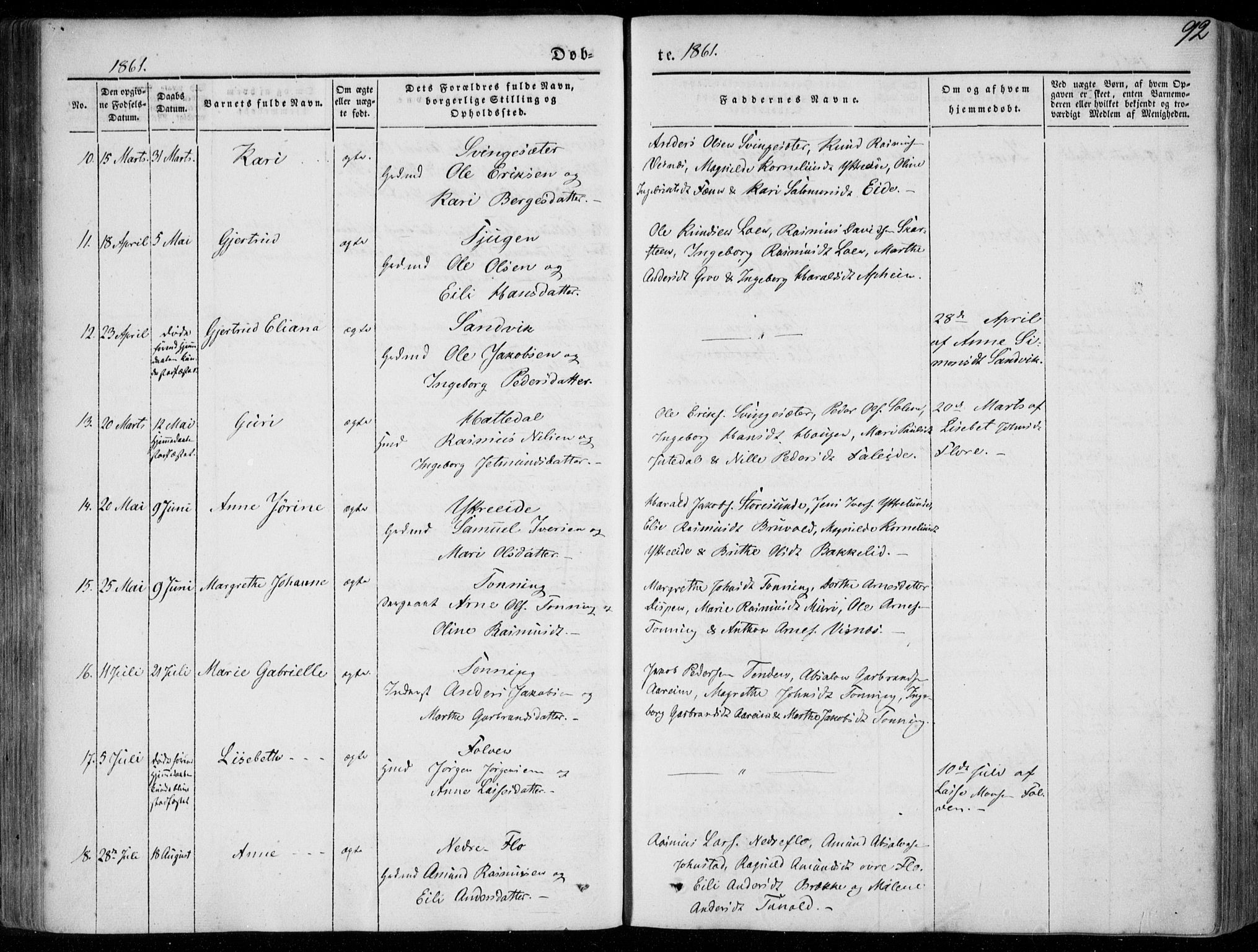 Stryn Sokneprestembete, AV/SAB-A-82501: Parish register (official) no. A 2, 1844-1861, p. 92