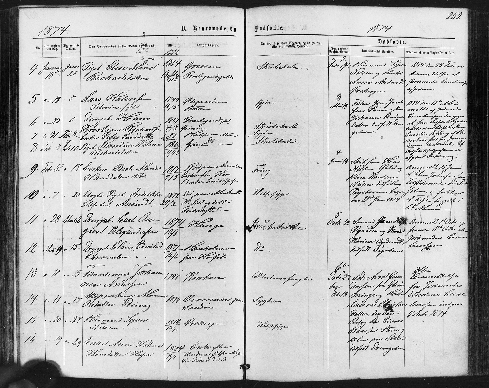 Hvaler prestekontor Kirkebøker, SAO/A-2001/F/Fa/L0007: Parish register (official) no. I 7, 1864-1878, p. 252