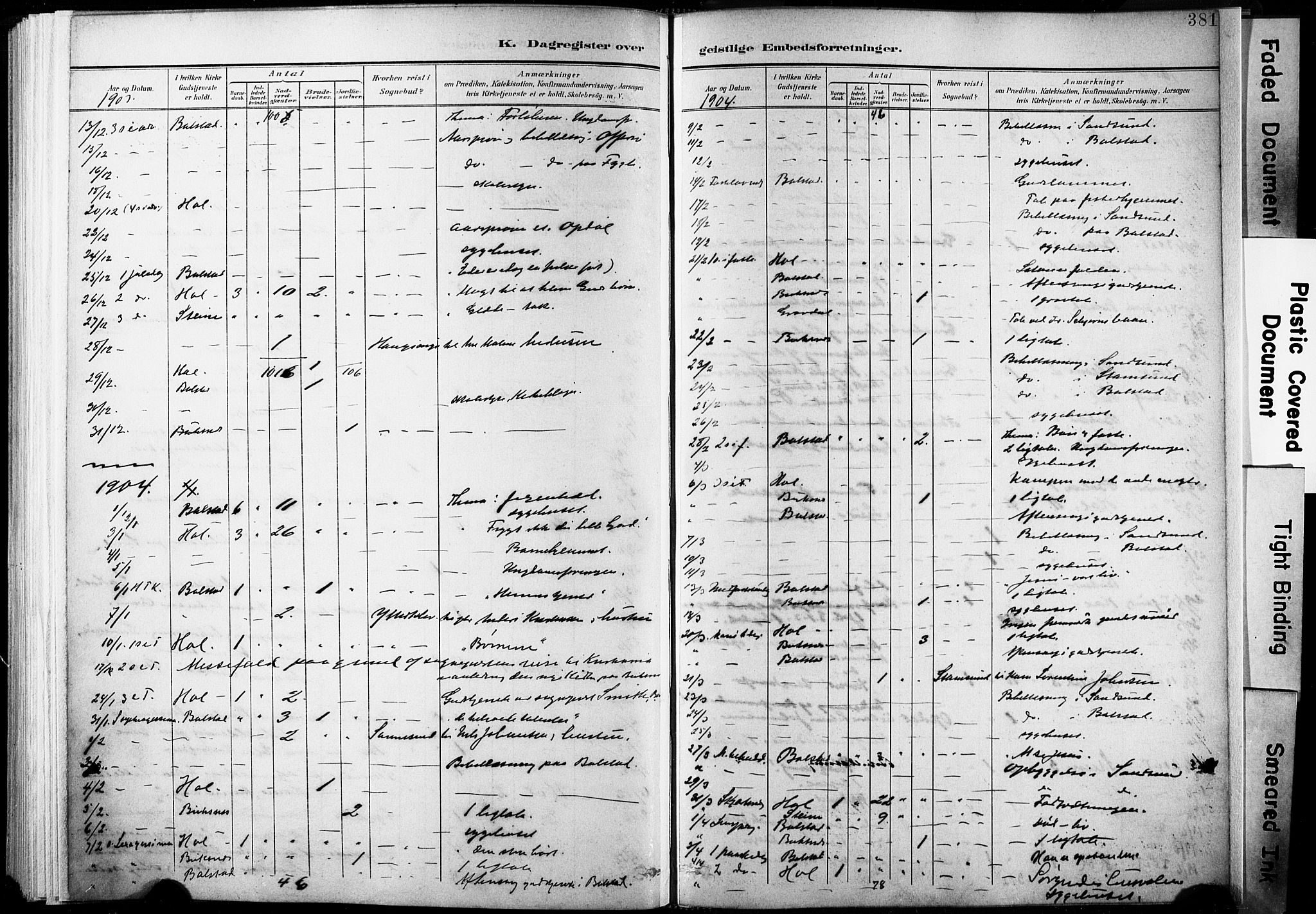 Ministerialprotokoller, klokkerbøker og fødselsregistre - Nordland, AV/SAT-A-1459/881/L1151: Parish register (official) no. 881A04, 1899-1907, p. 381