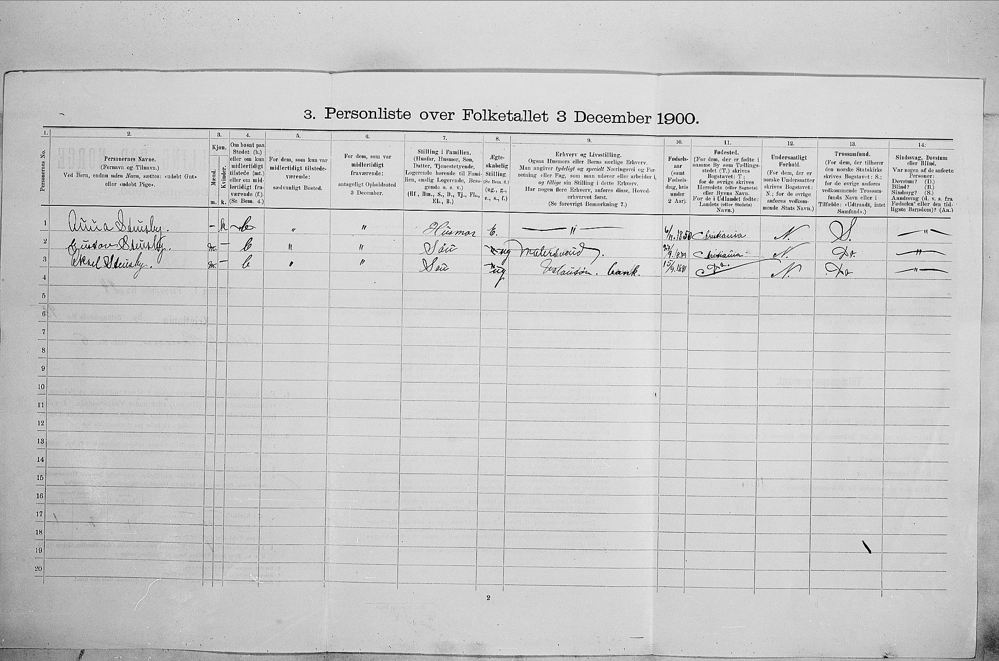 SAO, 1900 census for Kristiania, 1900, p. 59005