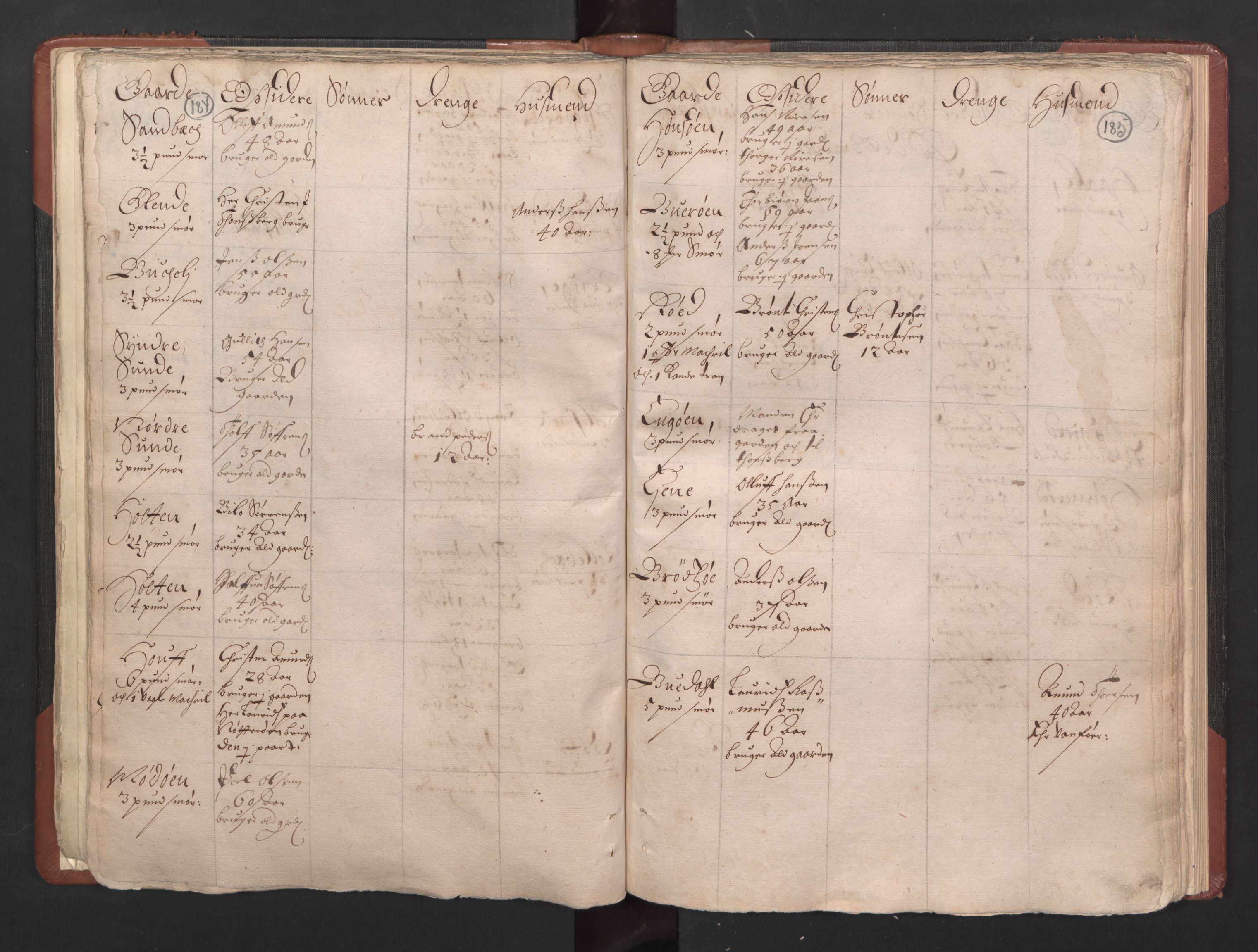 RA, Bailiff's Census 1664-1666, no. 5: Modern Buskerud county and modern Vestfold county, 1664, p. 184-185