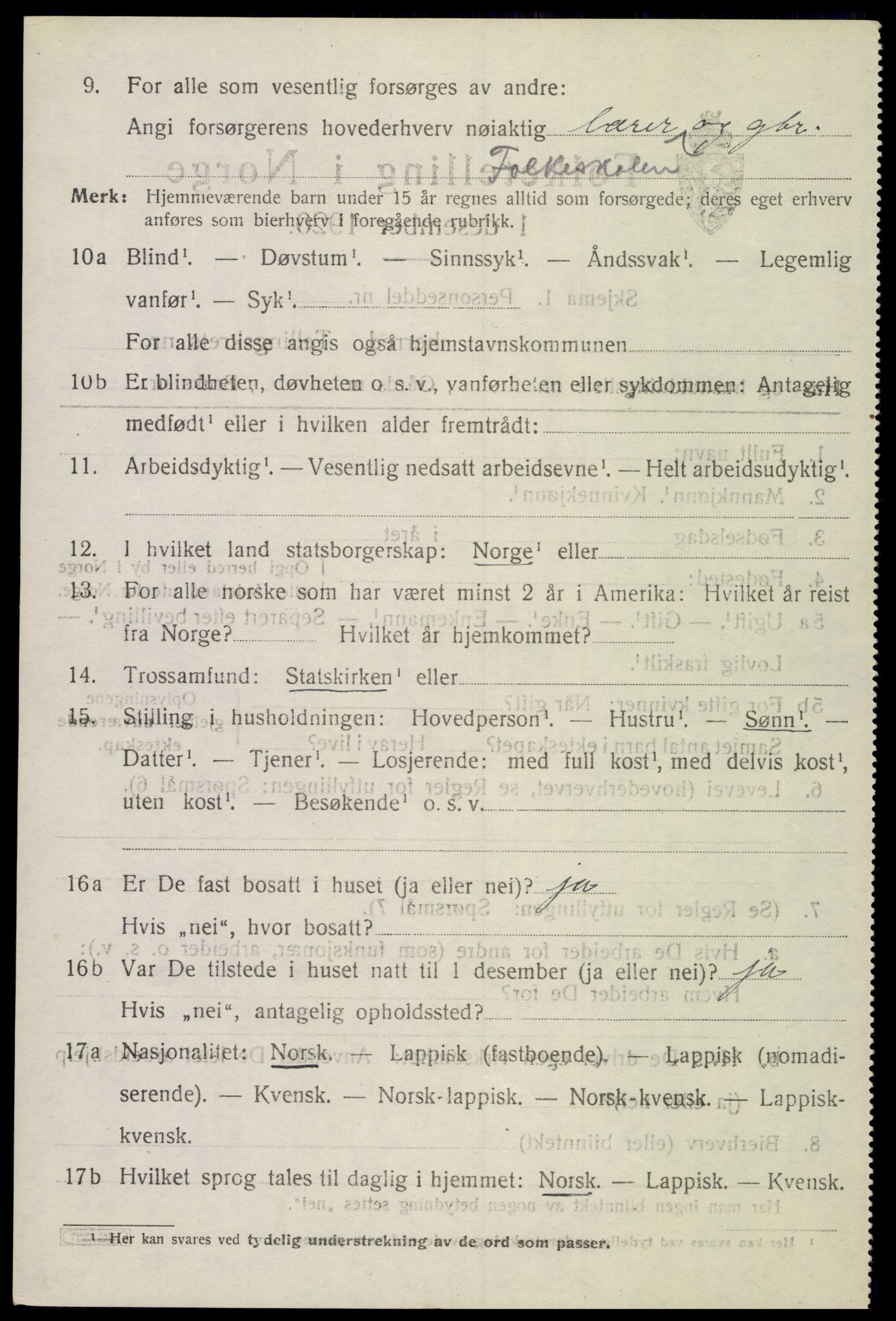 SAT, 1920 census for Evenes, 1920, p. 6019