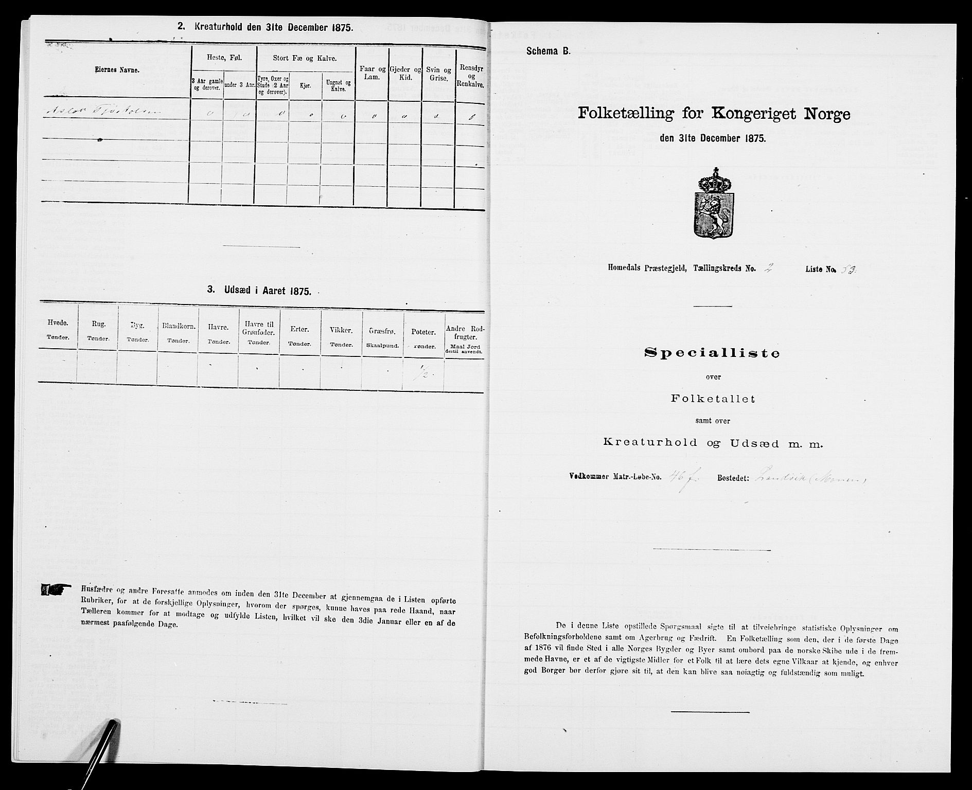 SAK, 1875 census for 0924P Homedal, 1875, p. 635