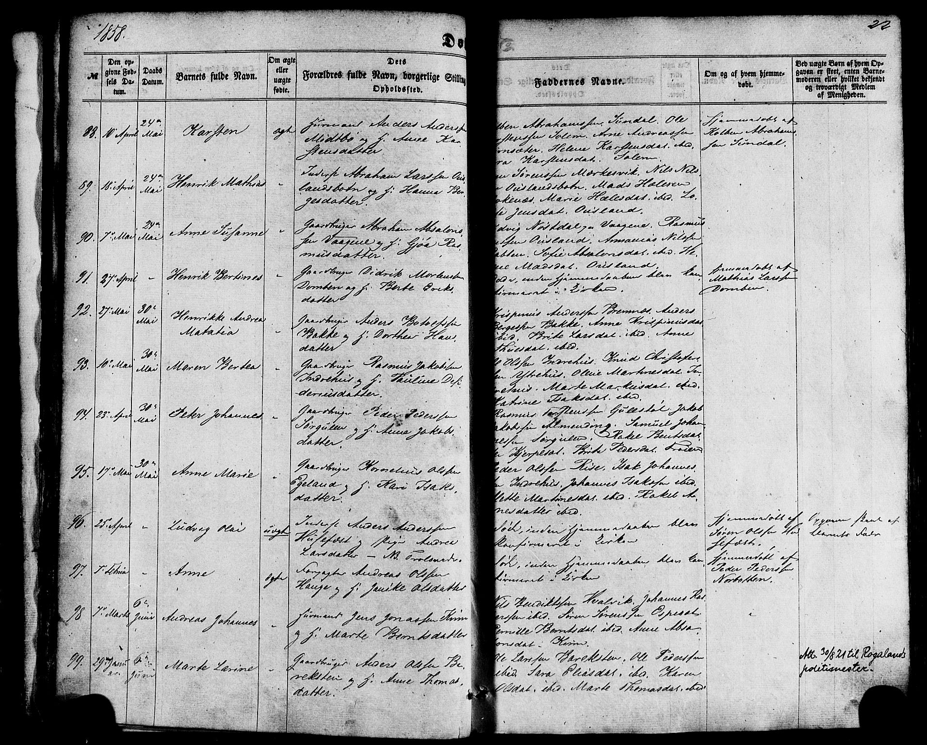 Kinn sokneprestembete, SAB/A-80801/H/Haa/Haaa/L0006: Parish register (official) no. A 6, 1857-1885, p. 22