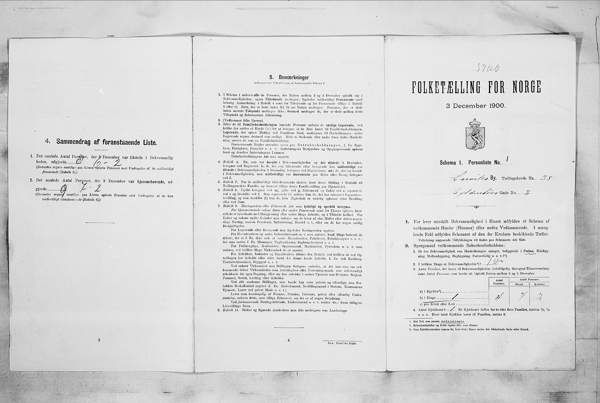 RA, 1900 census for Larvik, 1900, p. 4961