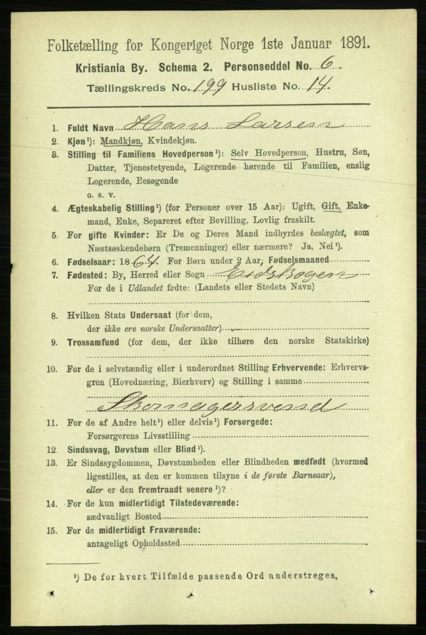 RA, 1891 census for 0301 Kristiania, 1891, p. 119897