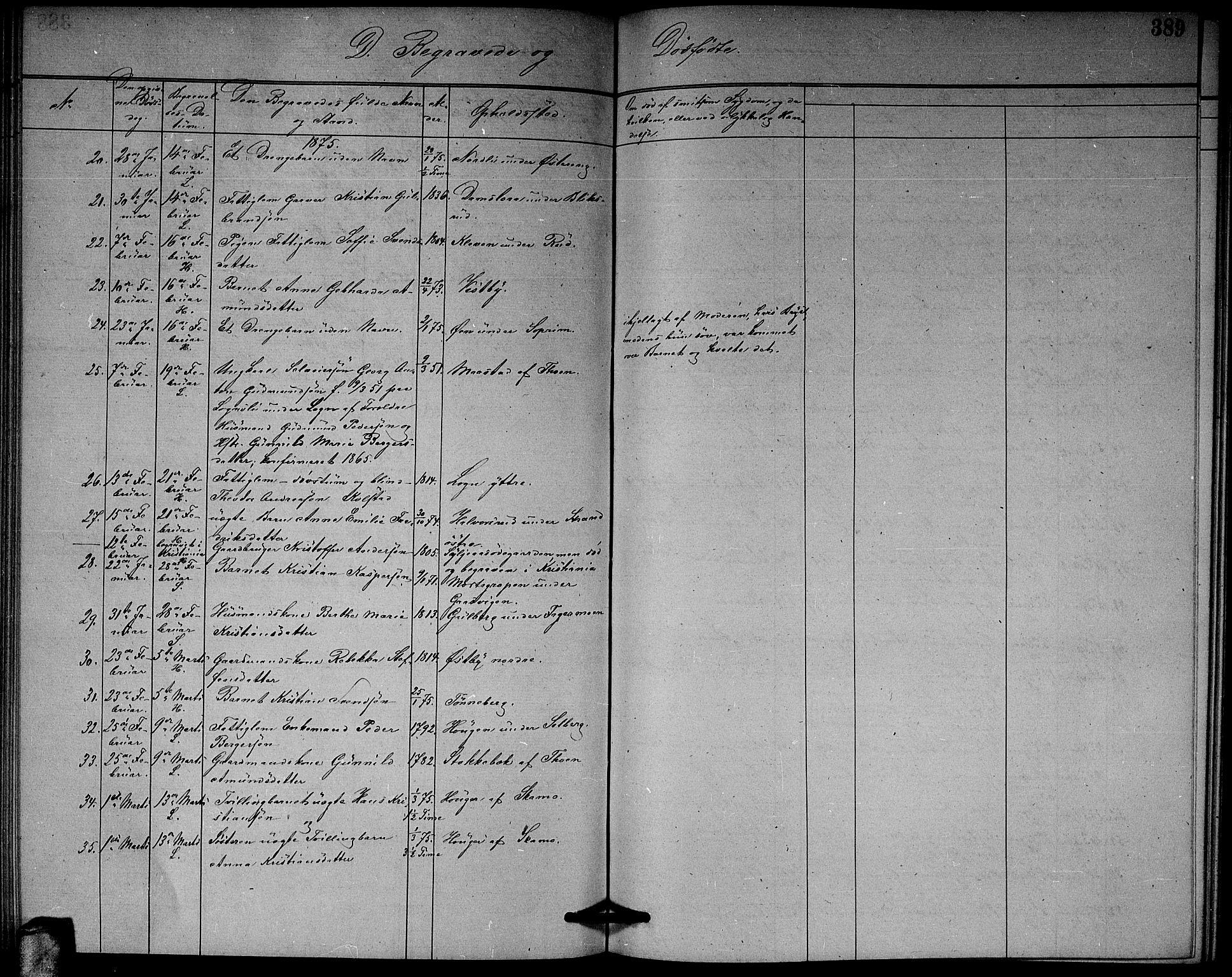 Høland prestekontor Kirkebøker, AV/SAO-A-10346a/G/Ga/L0006: Parish register (copy) no. I 6, 1869-1879, p. 389