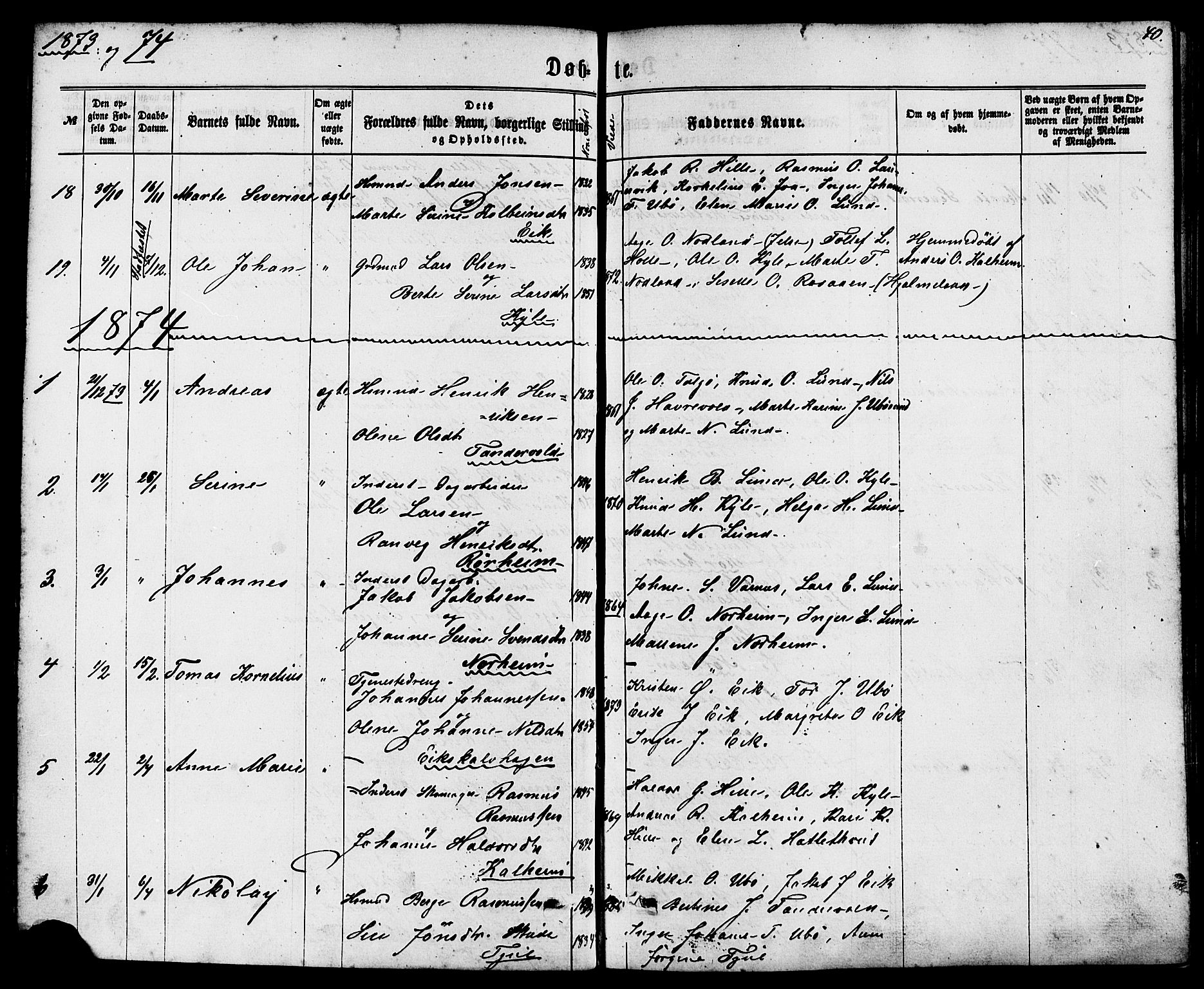 Nedstrand sokneprestkontor, AV/SAST-A-101841/01/IV: Parish register (official) no. A 10, 1861-1887, p. 40