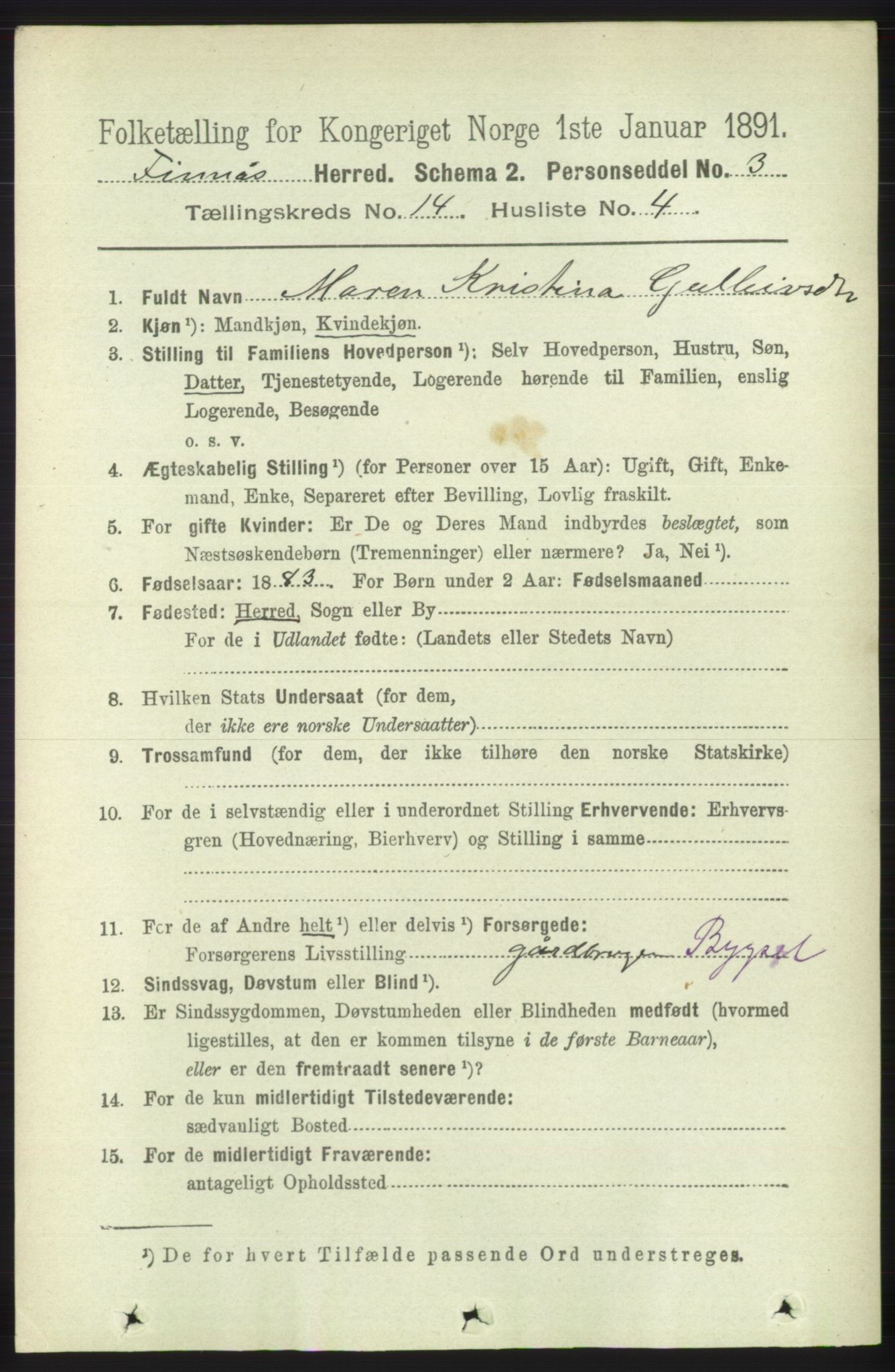 RA, 1891 census for 1218 Finnås, 1891, p. 5719