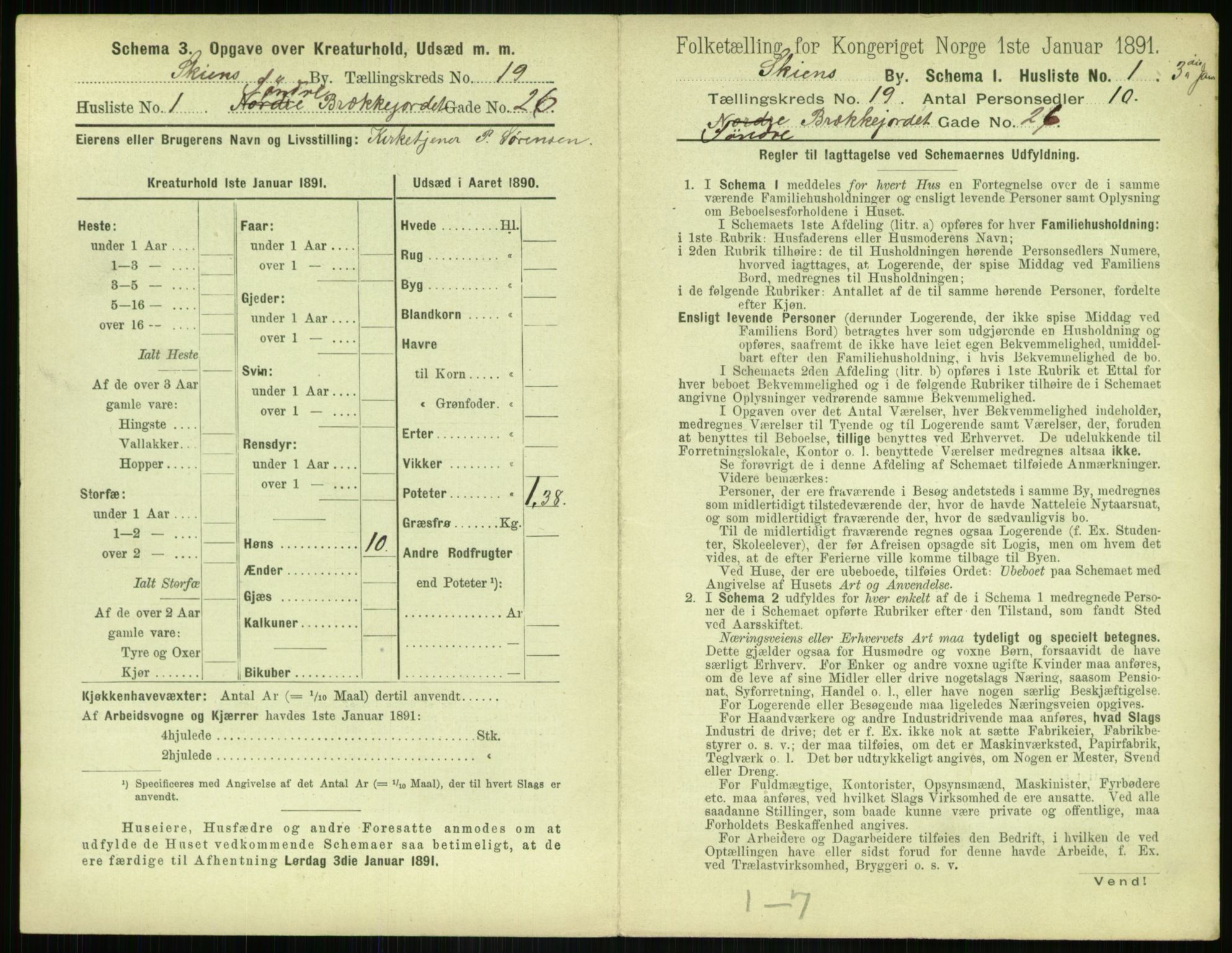 RA, 1891 census for 0806 Skien, 1891, p. 730