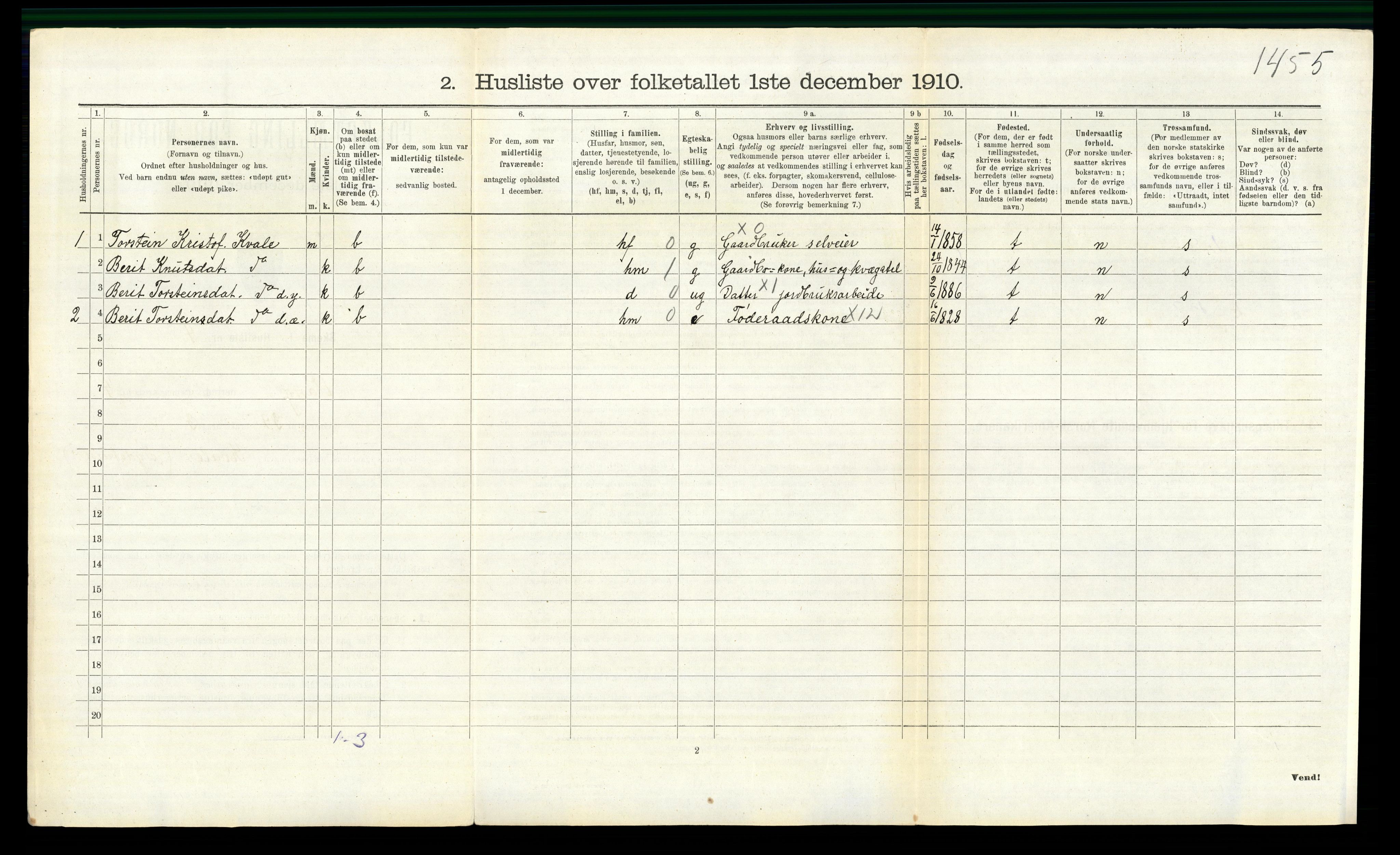 RA, 1910 census for Vang, 1910, p. 298