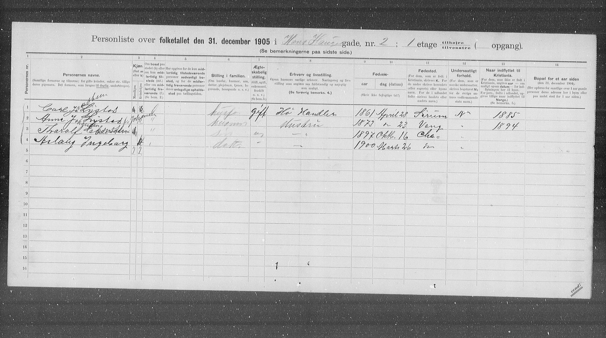 OBA, Municipal Census 1905 for Kristiania, 1905, p. 17861