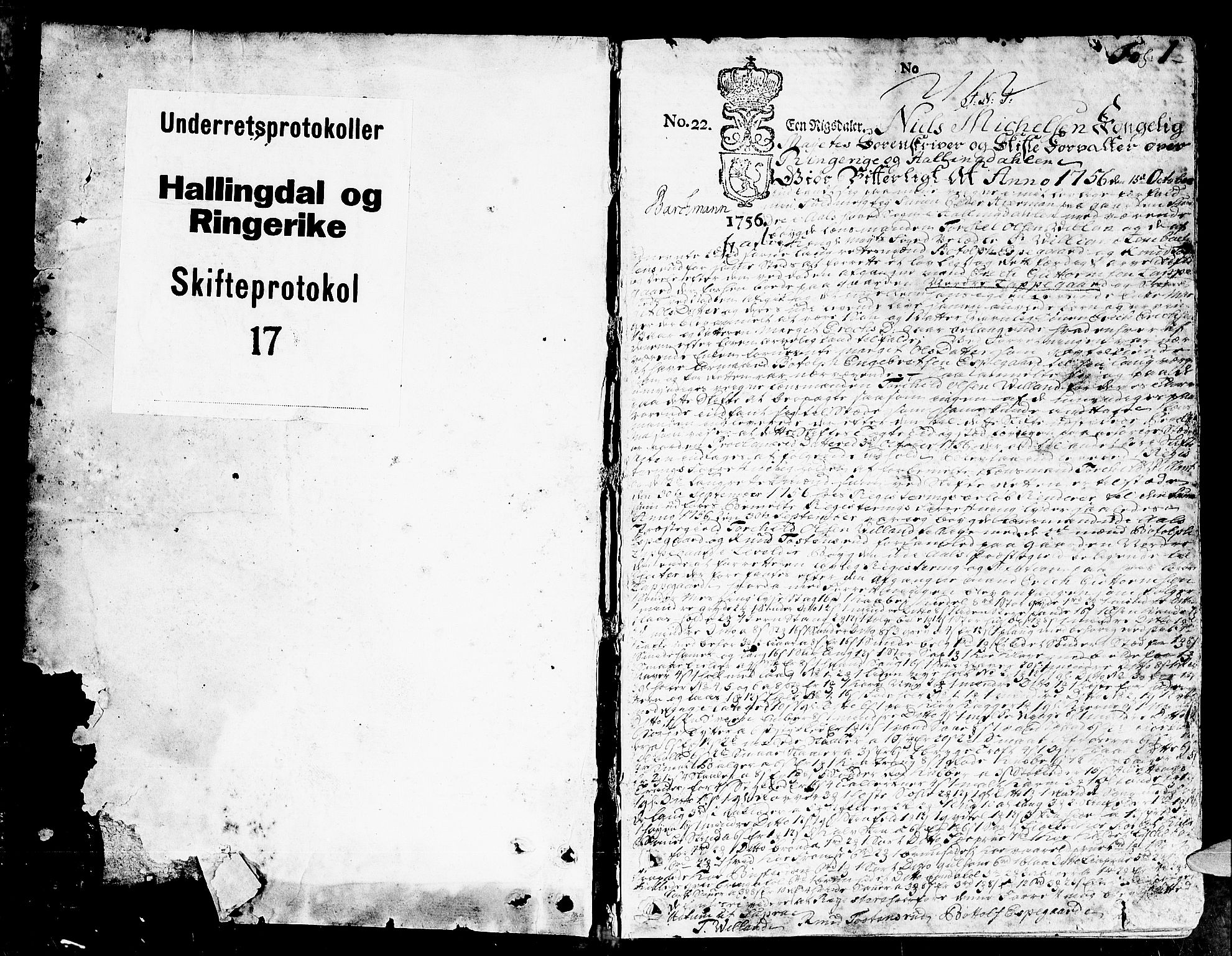 Ringerike og Hallingdal sorenskriveri, AV/SAKO-A-81/H/Ha/L0017: Skifteprotokoll, 1756-1763, p. 0b-1a