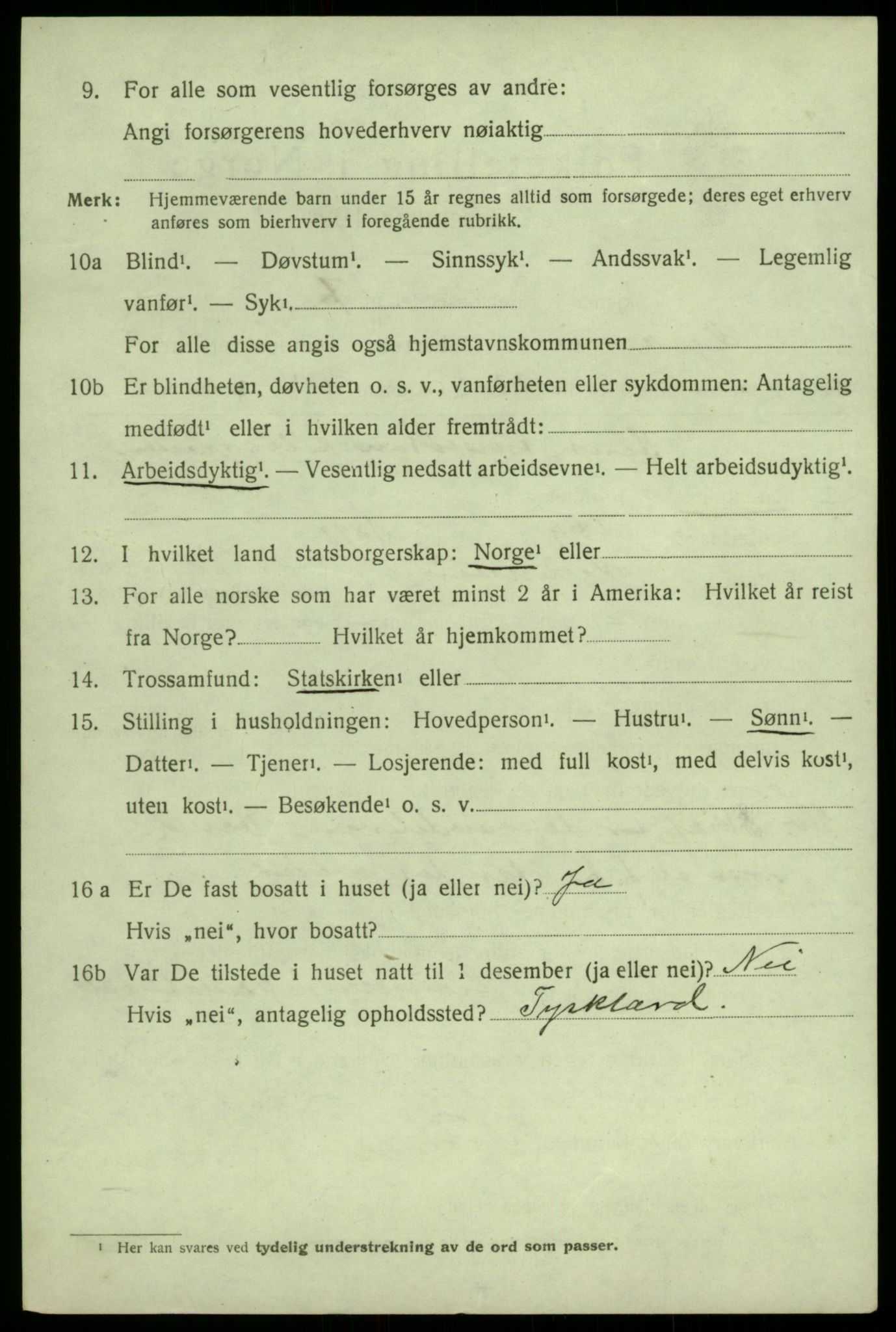 SAB, 1920 census for Granvin, 1920, p. 1397