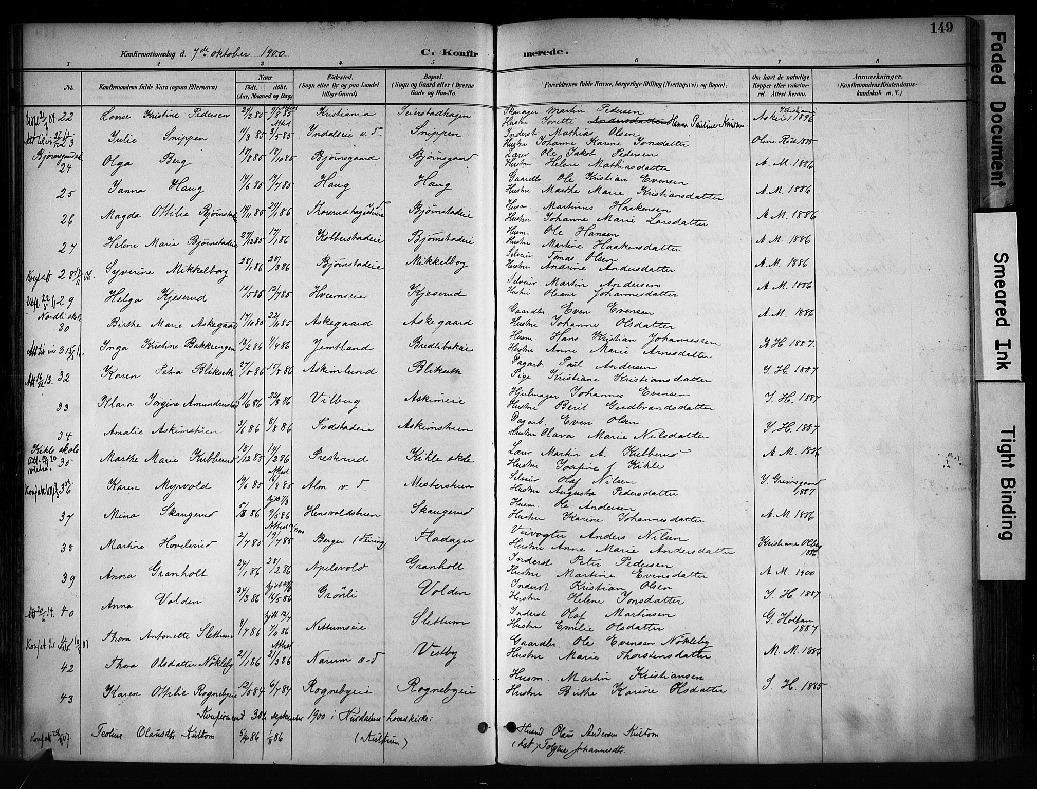 Østre Toten prestekontor, SAH/PREST-104/H/Ha/Haa/L0008: Parish register (official) no. 8, 1897-1909, p. 149