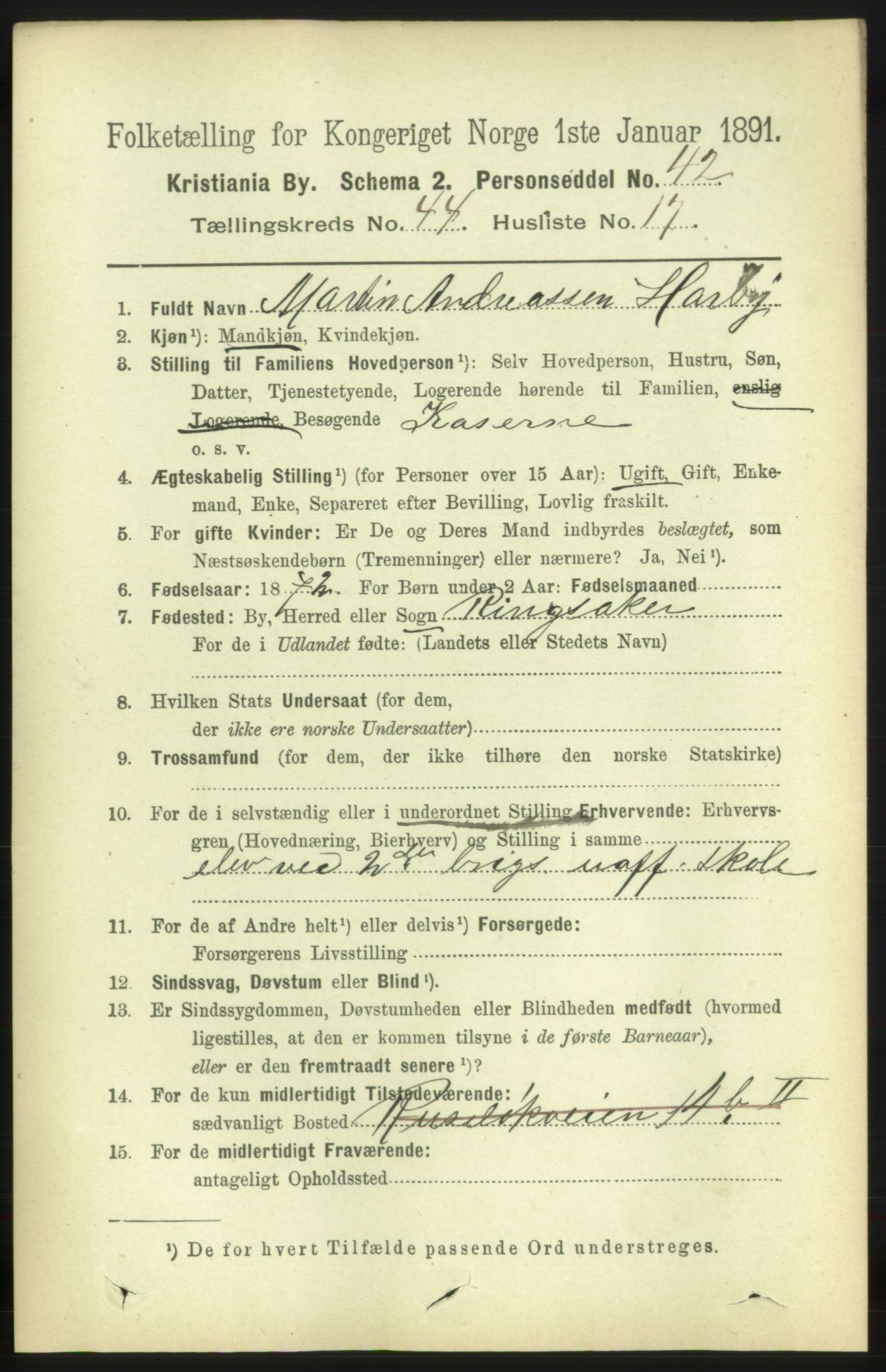 RA, 1891 census for 0301 Kristiania, 1891, p. 27157