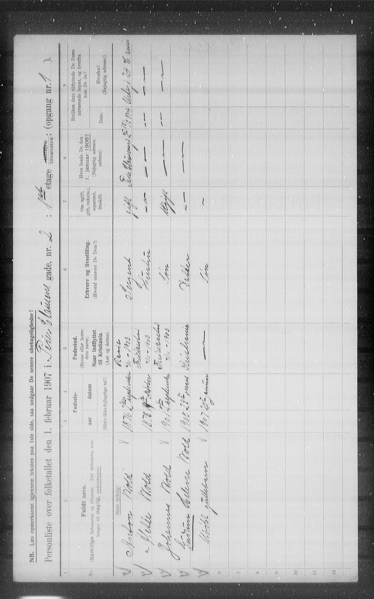 OBA, Municipal Census 1907 for Kristiania, 1907, p. 40316