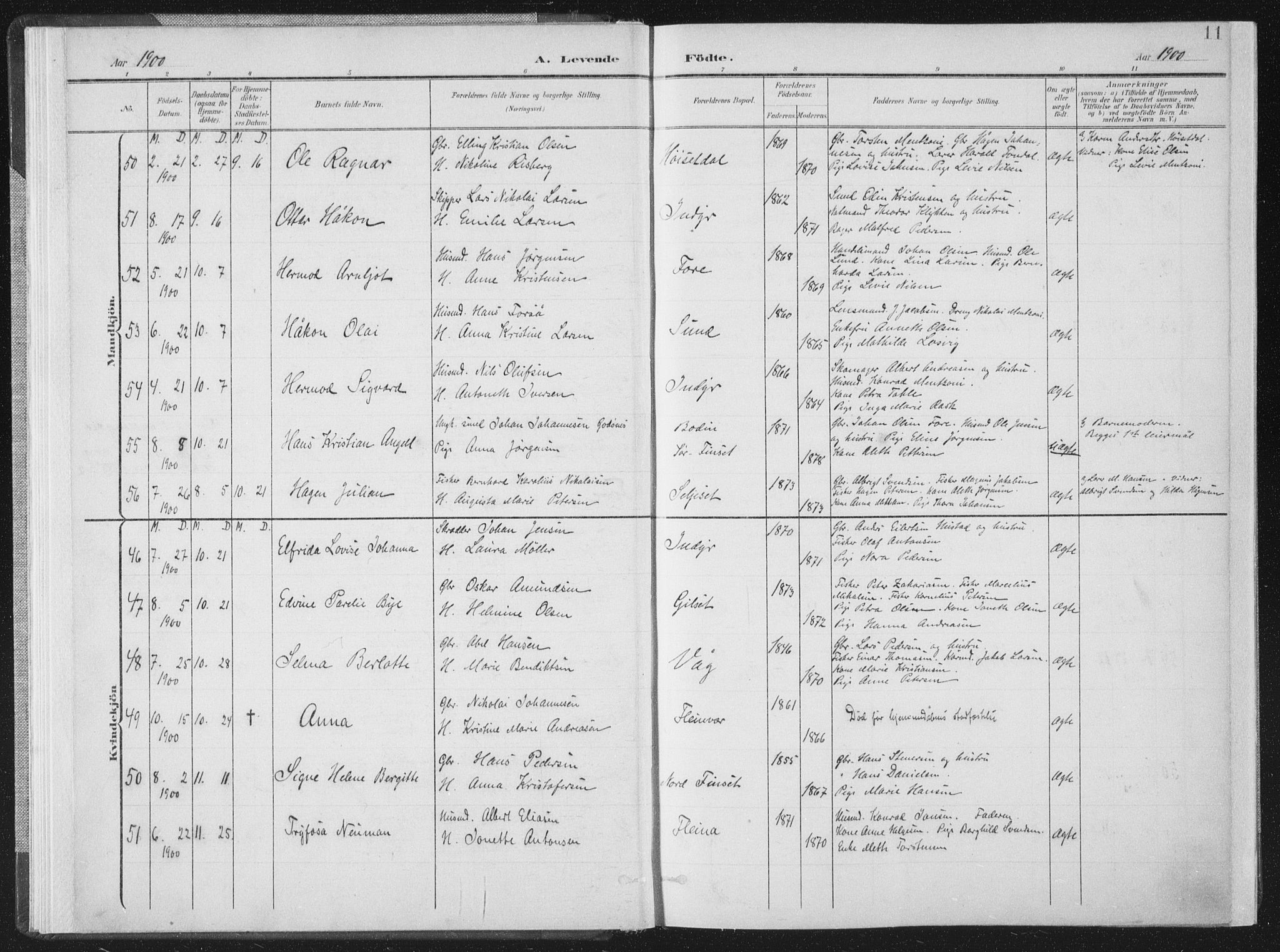 Ministerialprotokoller, klokkerbøker og fødselsregistre - Nordland, AV/SAT-A-1459/805/L0102: Parish register (official) no. 805A08I, 1900-1909, p. 11