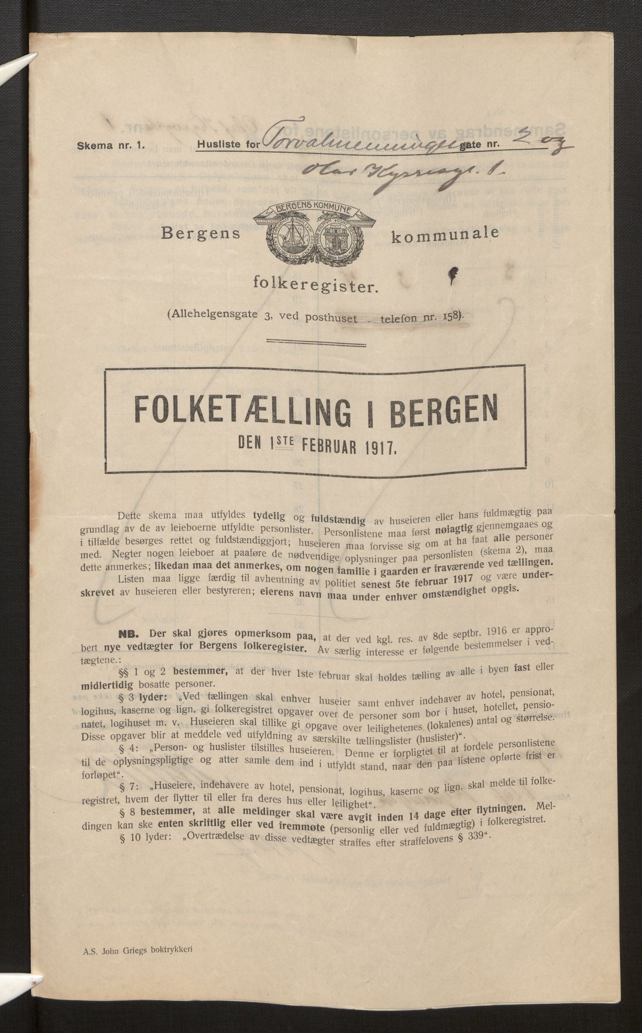 SAB, Municipal Census 1917 for Bergen, 1917, p. 42273