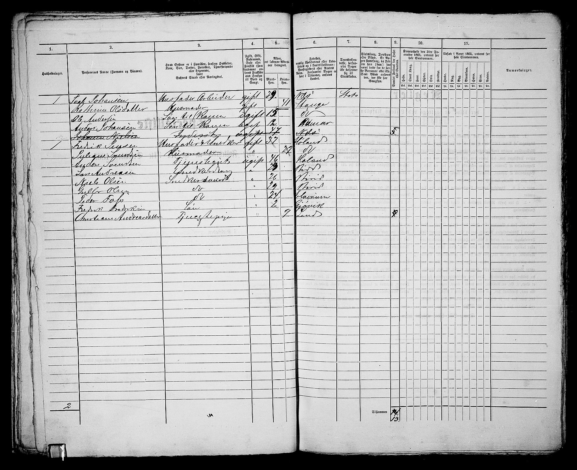 RA, 1865 census for Vang/Hamar, 1865, p. 50