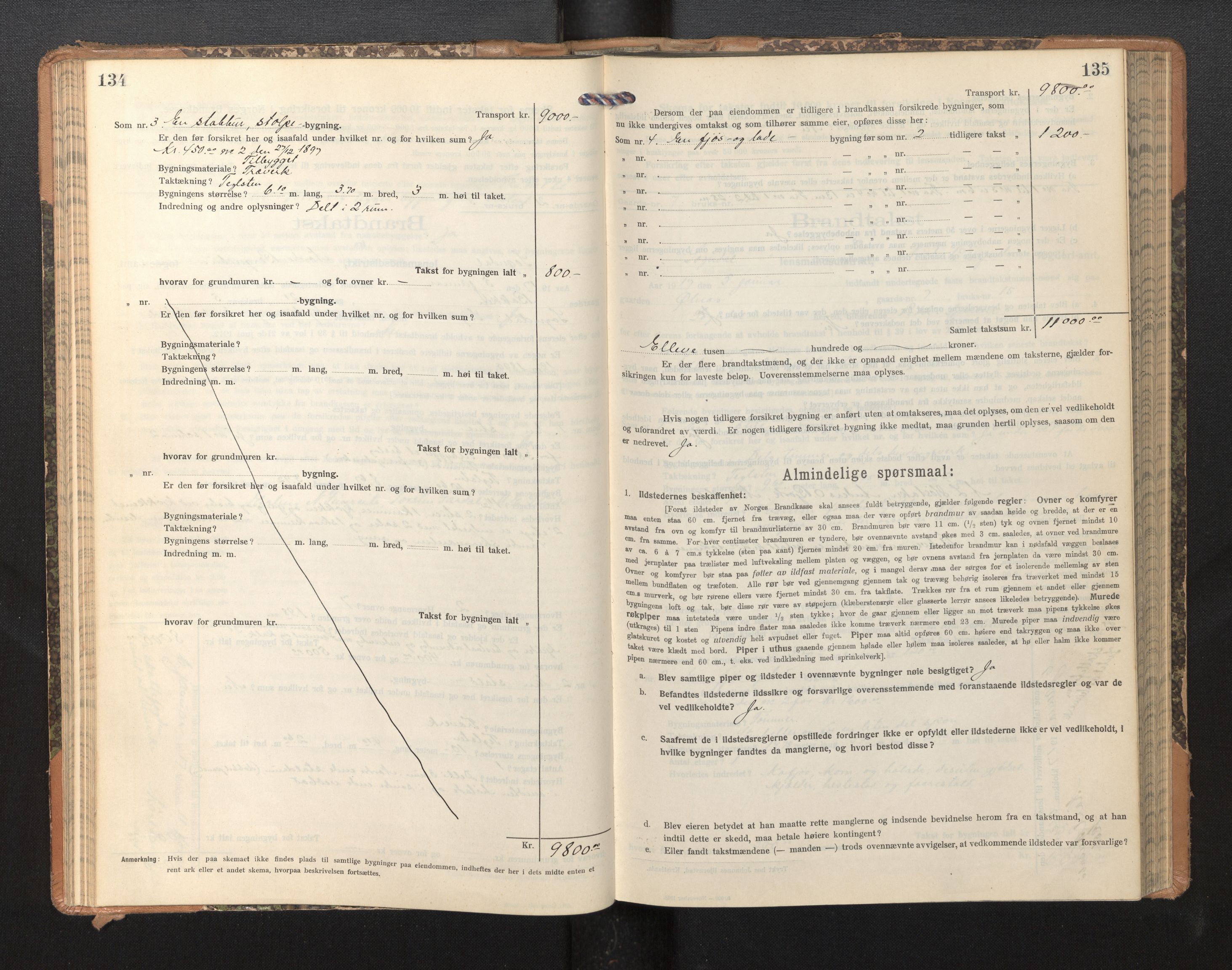 Lensmannen i Sogndal, AV/SAB-A-29901/0012/L0011: Branntakstprotokoll, skjematakst, 1914-1922, p. 134-135