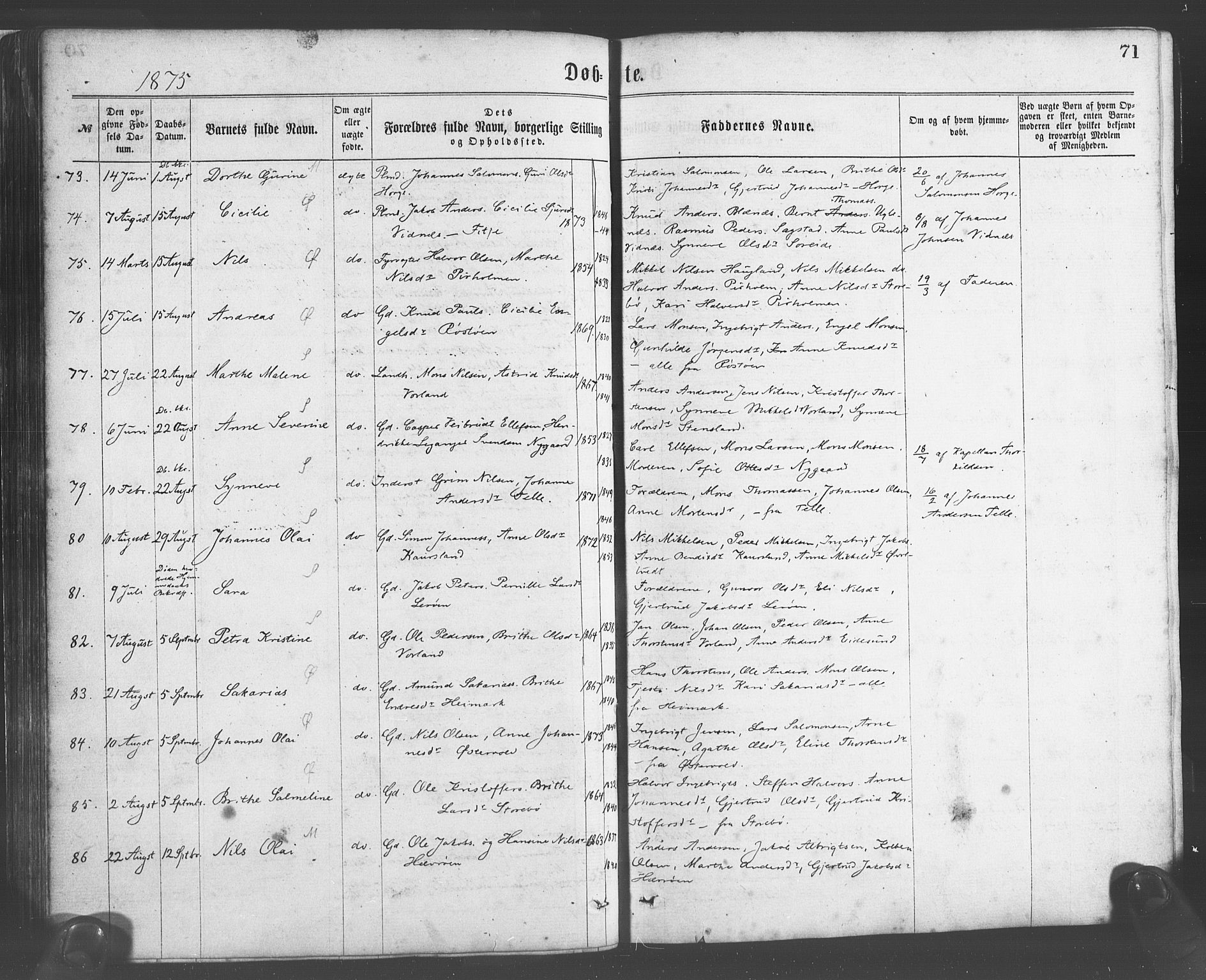 Sund sokneprestembete, AV/SAB-A-99930: Parish register (official) no. A 15, 1867-1881, p. 71