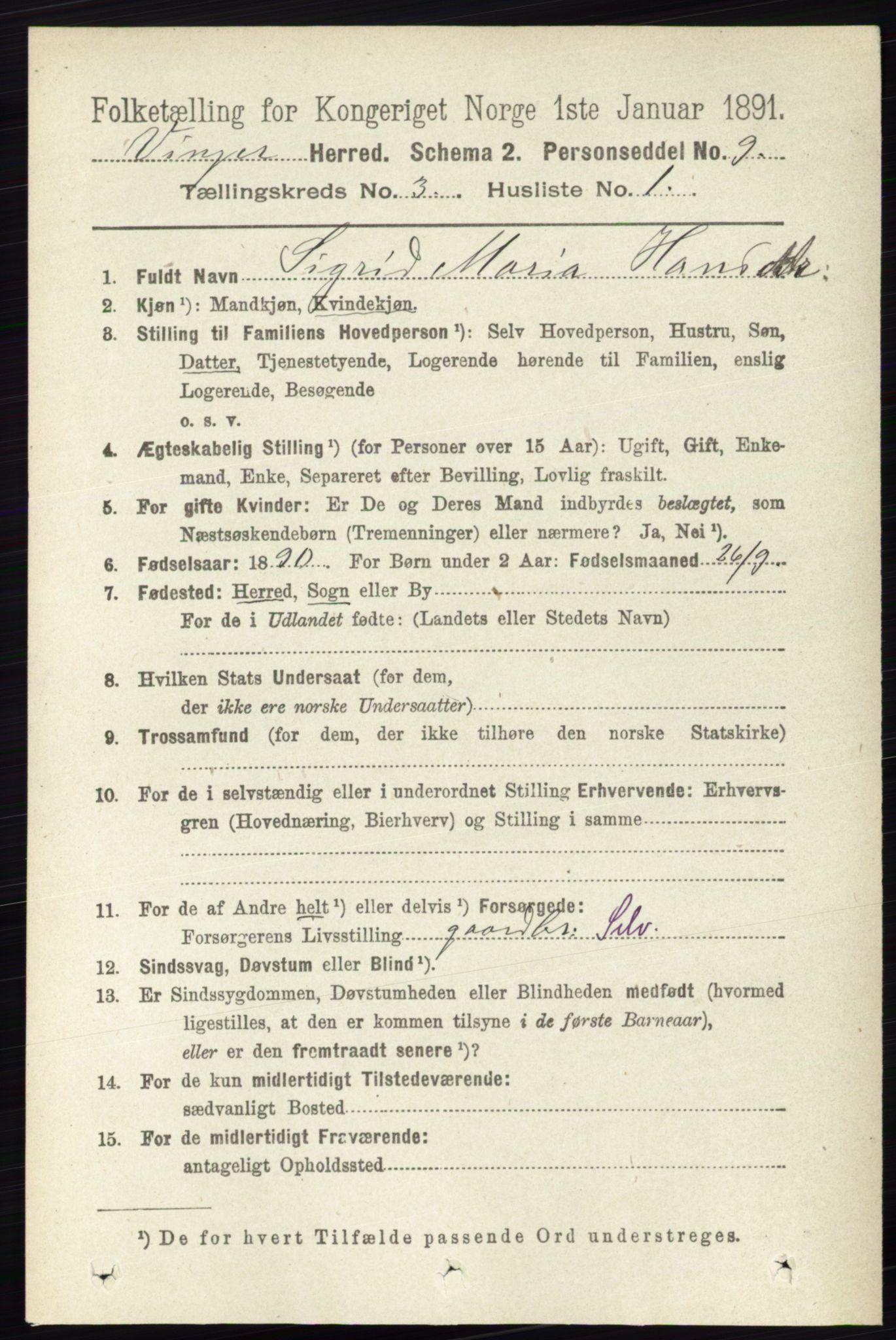 RA, 1891 census for 0421 Vinger, 1891, p. 902