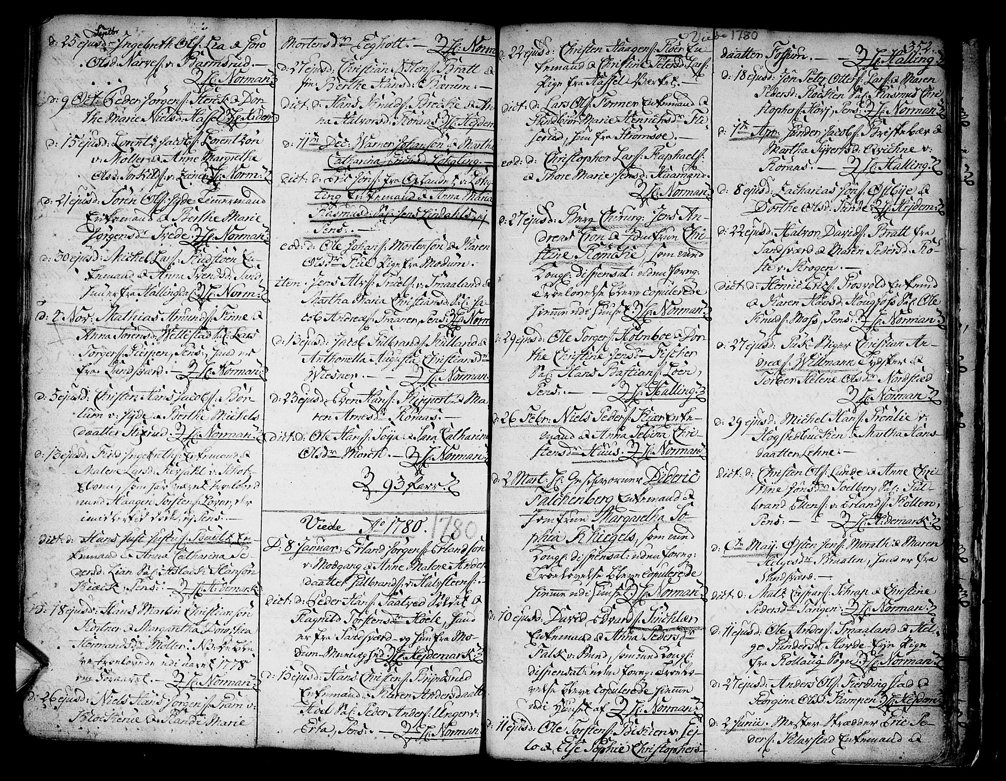 Kongsberg kirkebøker, SAKO/A-22/F/Fa/L0005: Parish register (official) no. I 5, 1769-1782, p. 352