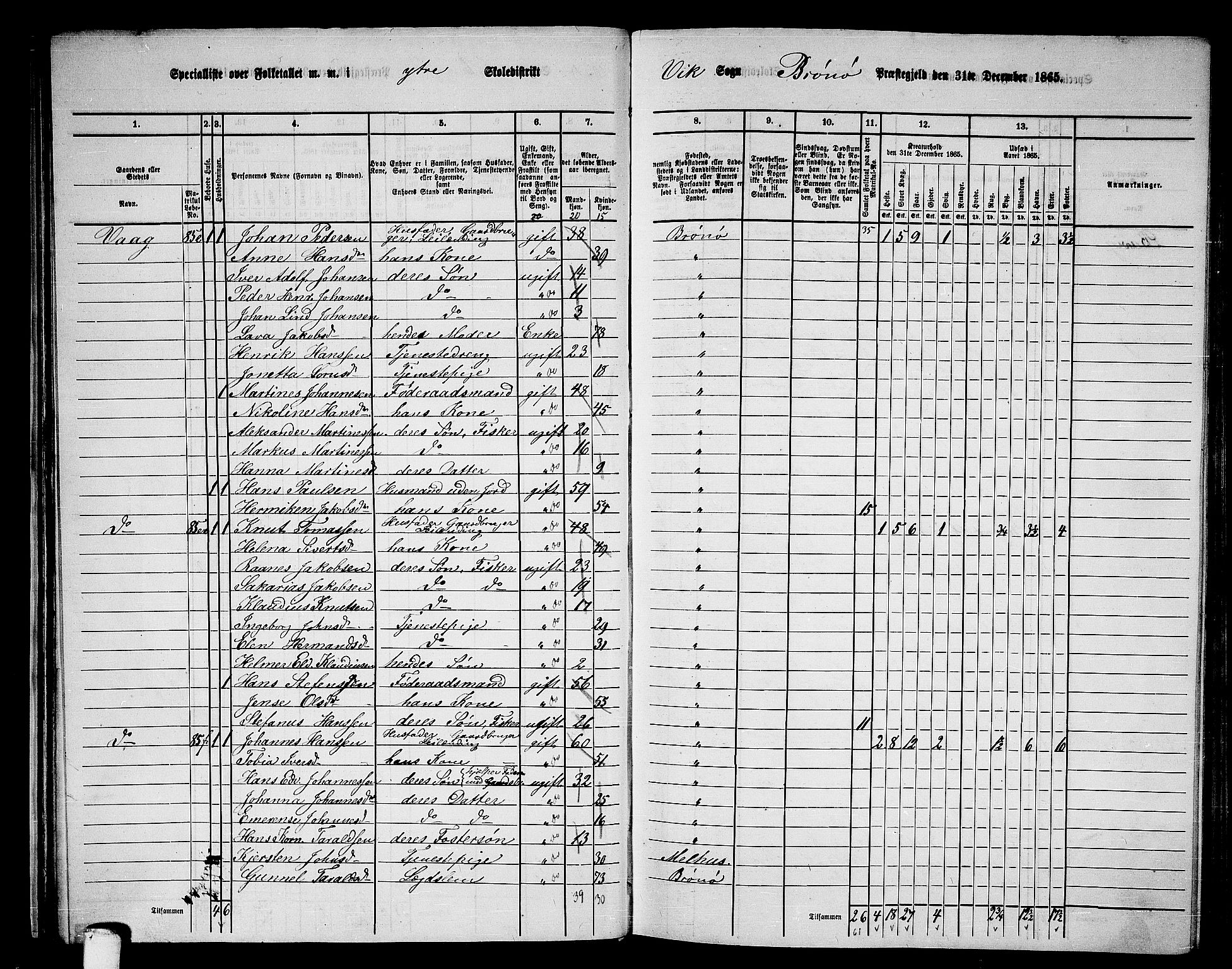 RA, 1865 census for Brønnøy, 1865, p. 35