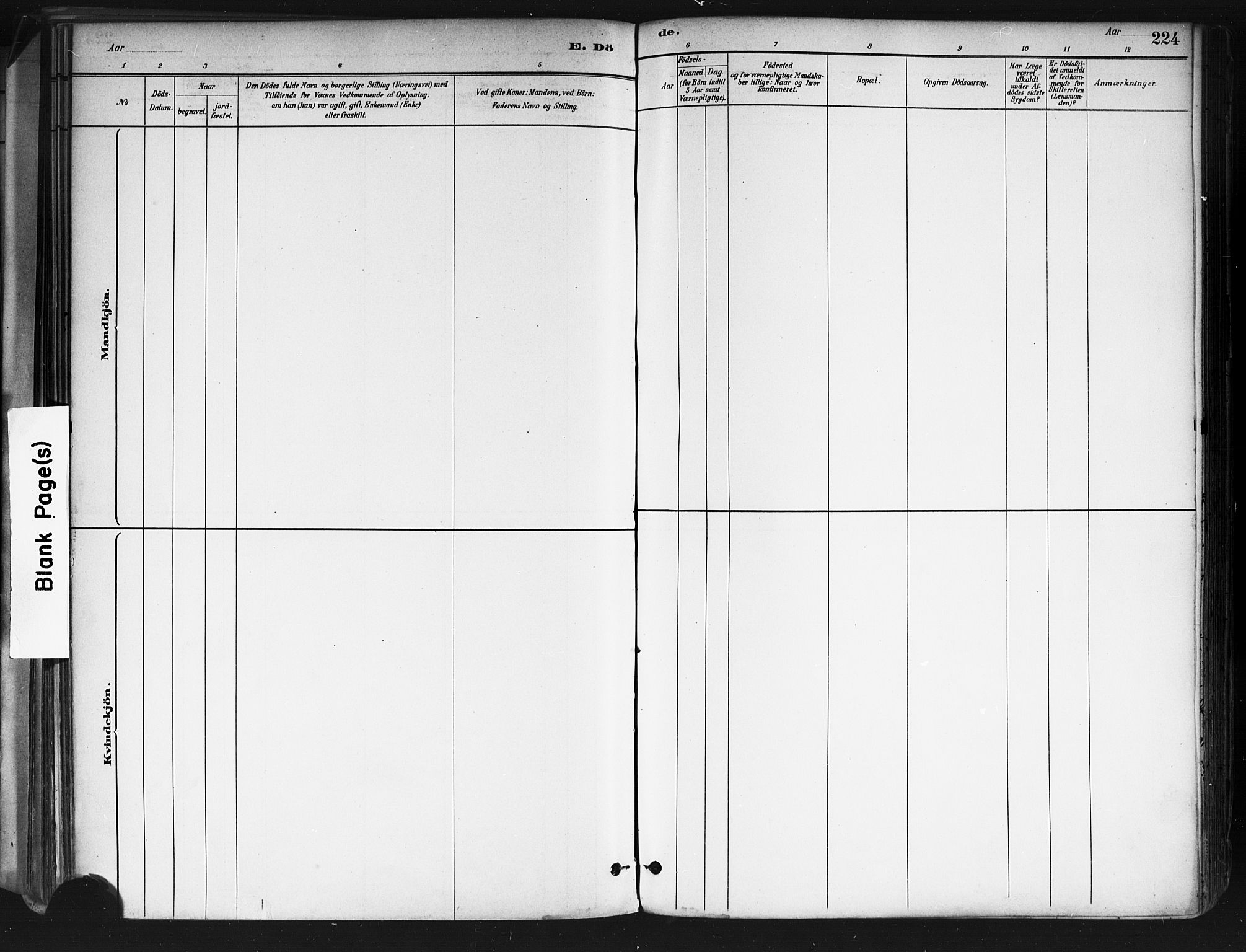 Ås prestekontor Kirkebøker, AV/SAO-A-10894/F/Fa/L0009: Parish register (official) no. I 9, 1881-1900, p. 224