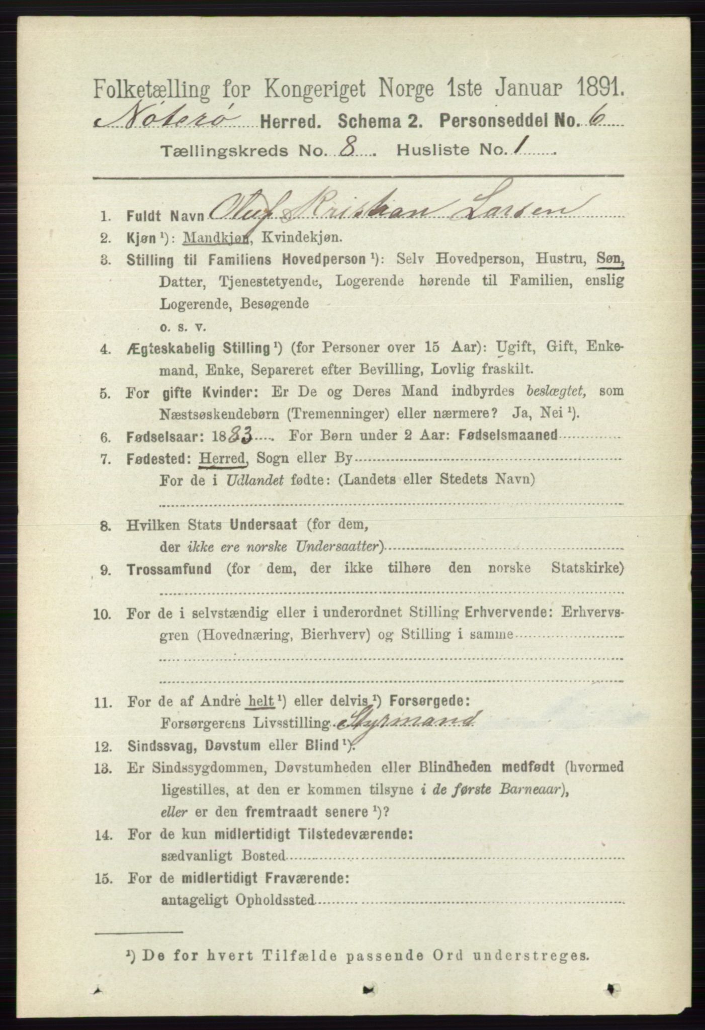 RA, 1891 census for 0722 Nøtterøy, 1891, p. 3859