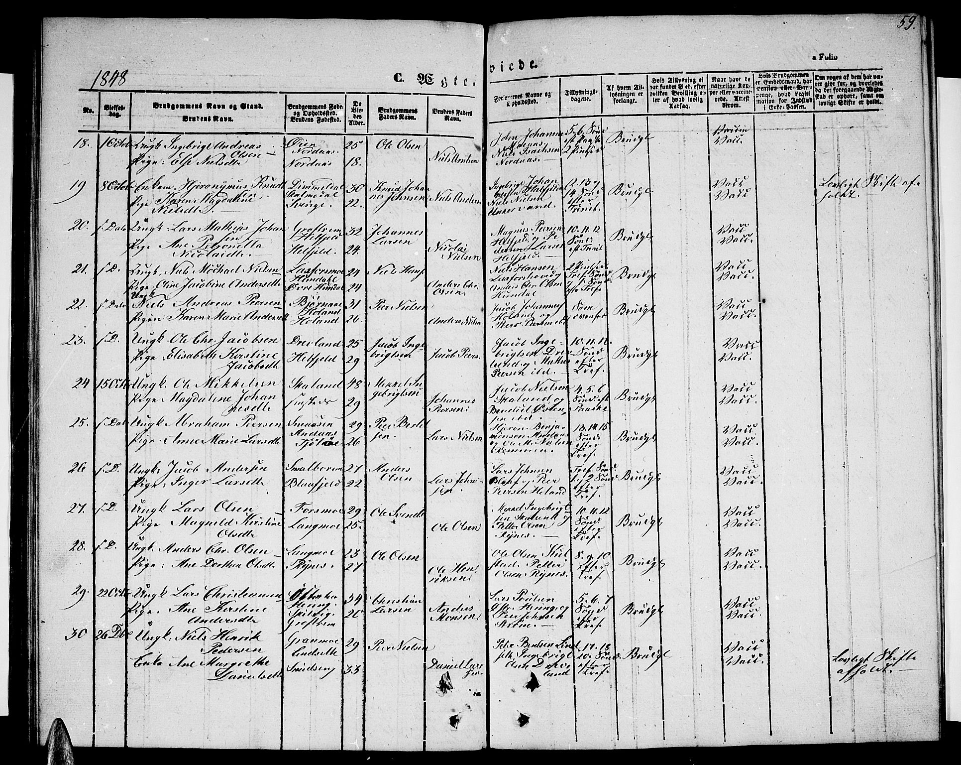 Ministerialprotokoller, klokkerbøker og fødselsregistre - Nordland, SAT/A-1459/820/L0300: Parish register (copy) no. 820C02, 1846-1850, p. 59