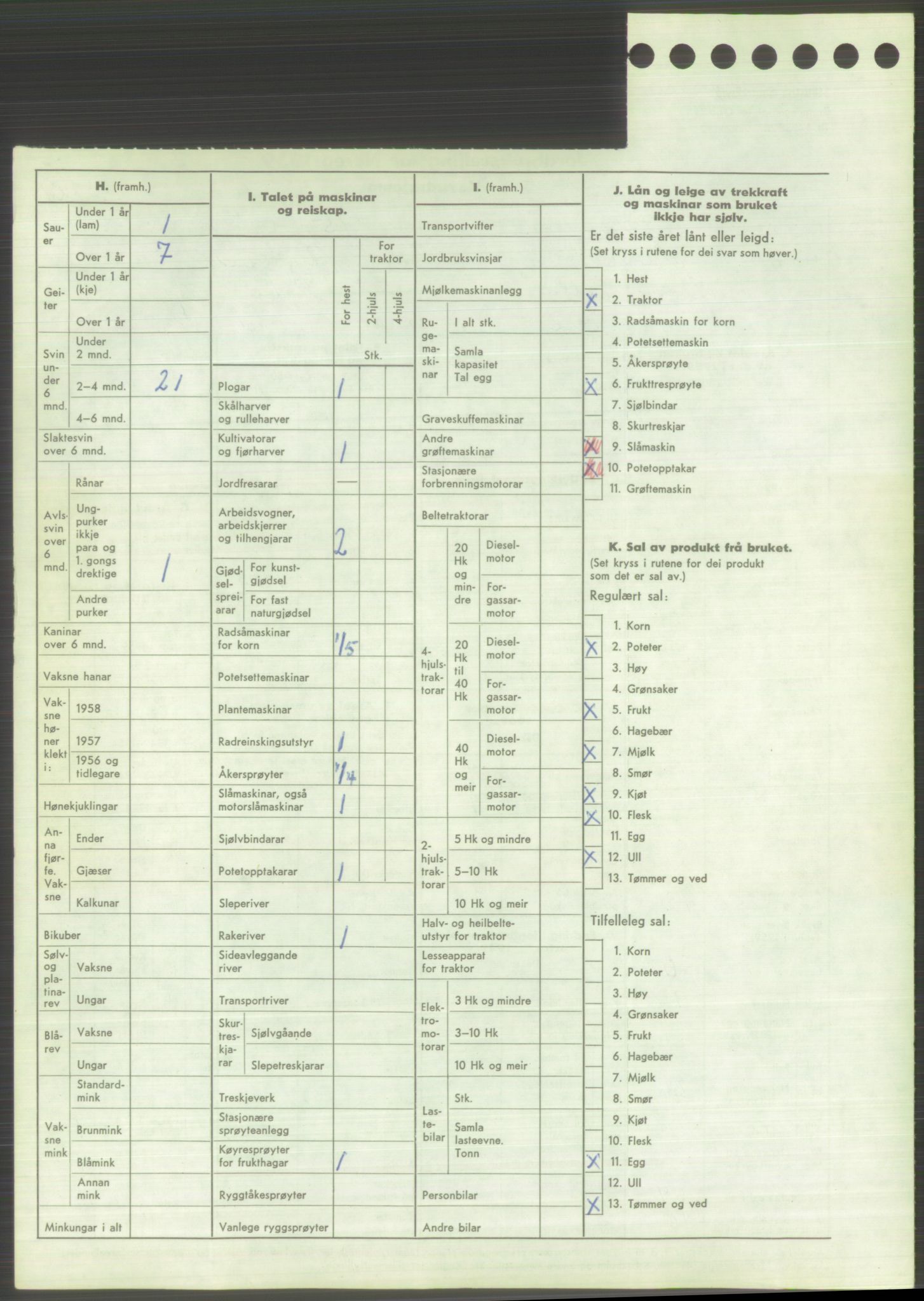 Statistisk sentralbyrå, Næringsøkonomiske emner, Jordbruk, skogbruk, jakt, fiske og fangst, AV/RA-S-2234/G/Gd/L0373: Rogaland: 1130 Strand (kl. 1-2), 1131 Årdal og 1132 Fister, 1959, p. 938